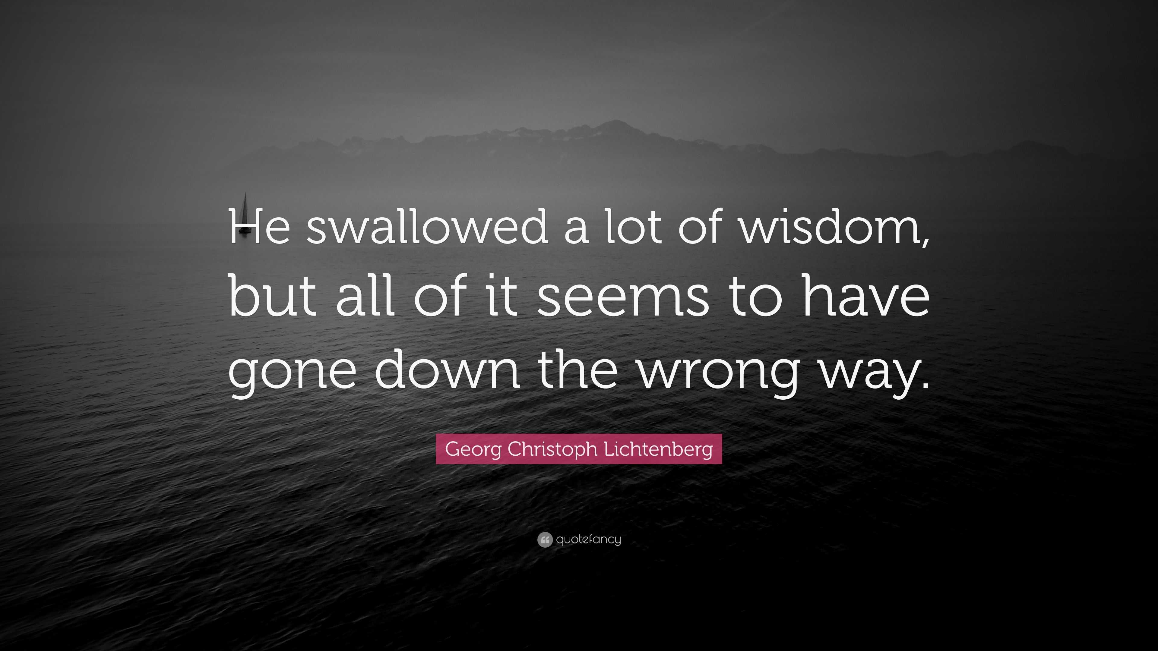 Georg Christoph Lichtenberg Quote: “He swallowed a lot of wisdom, but ...