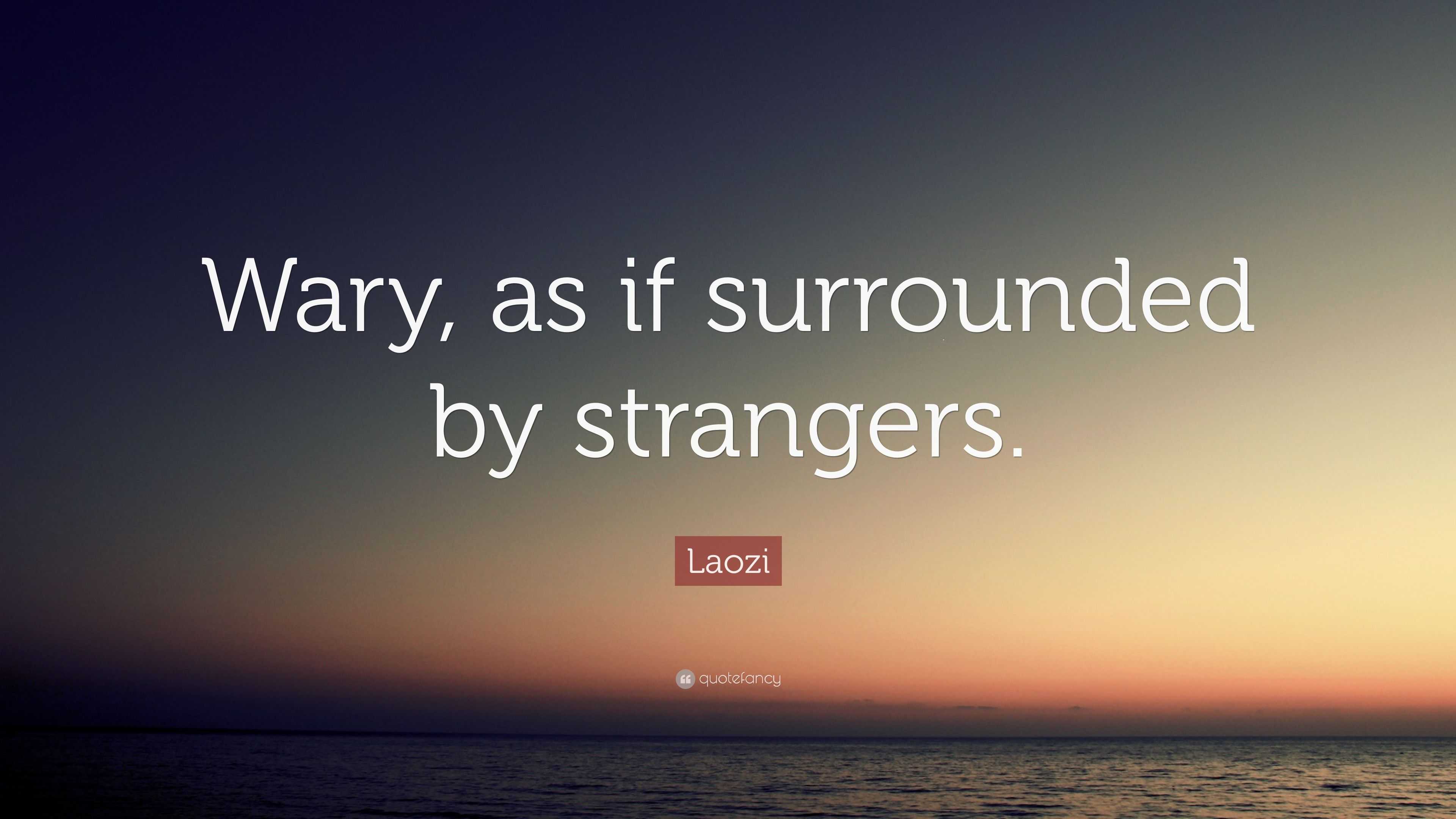 Laozi Quote Wary As If Surrounded By Strangers