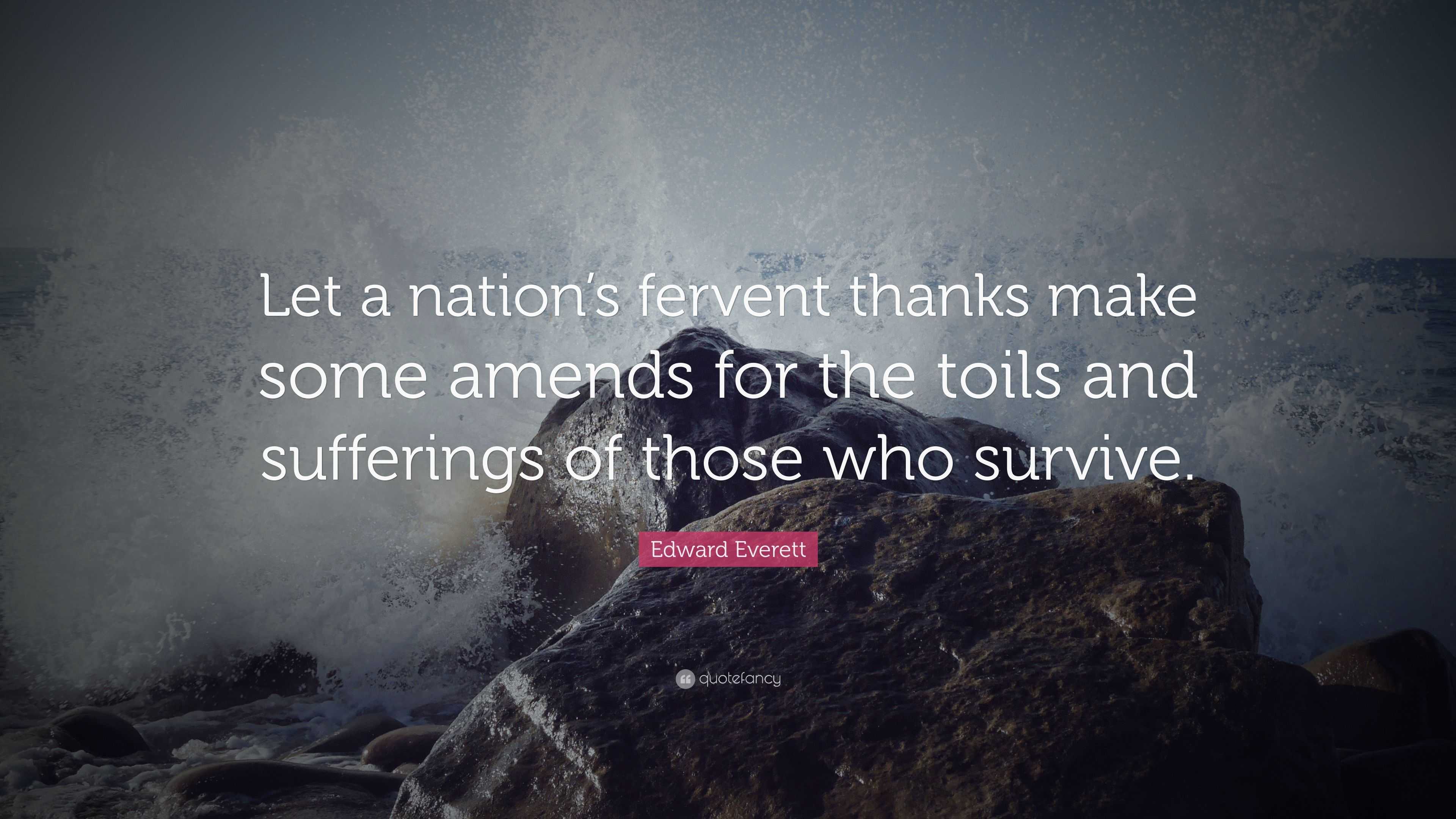 Edward Everett Quote: “Let a nation’s fervent thanks make some amends ...