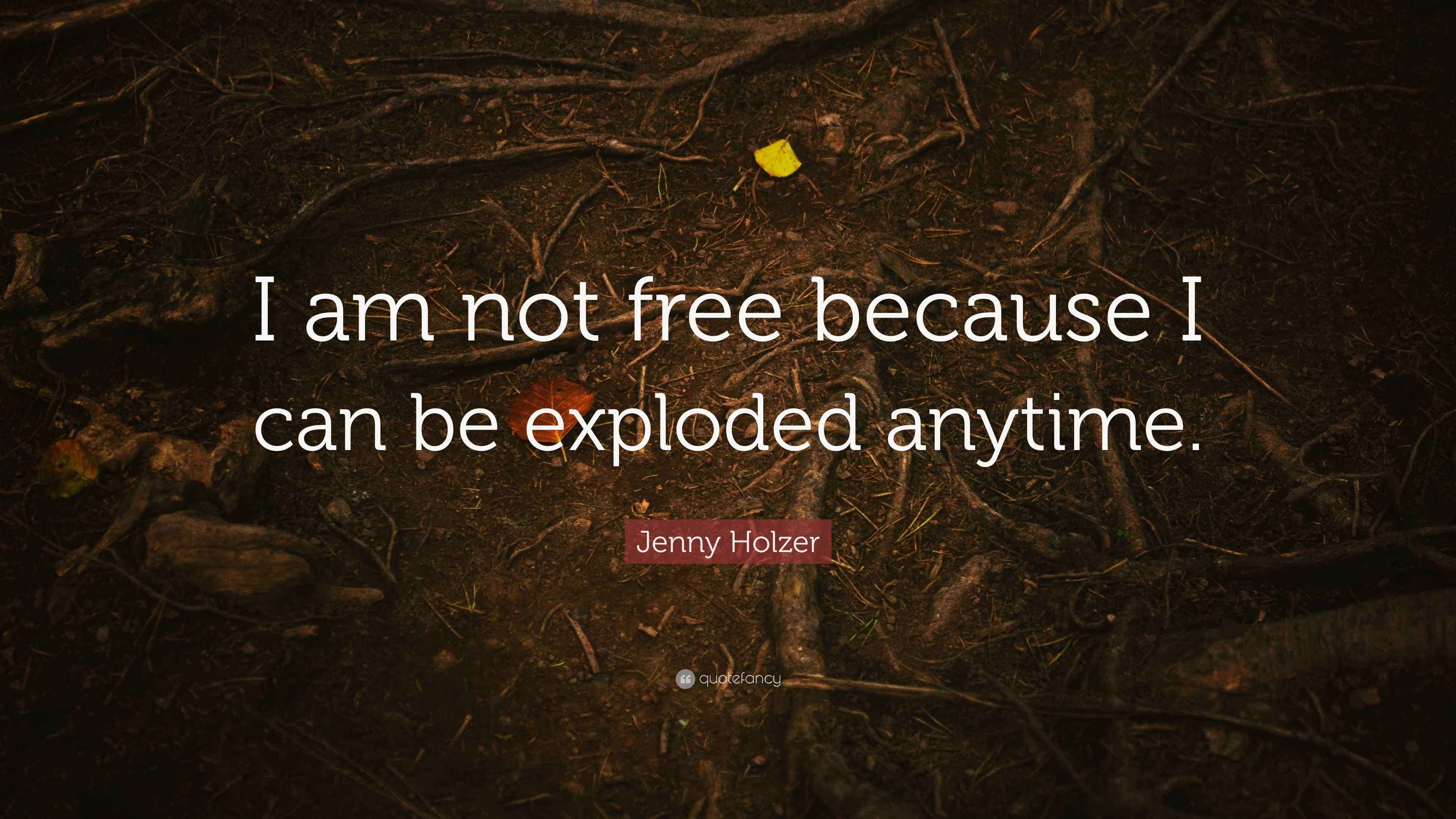 Jenny Holzer Quote: “I am not free because I can be exploded anytime.”