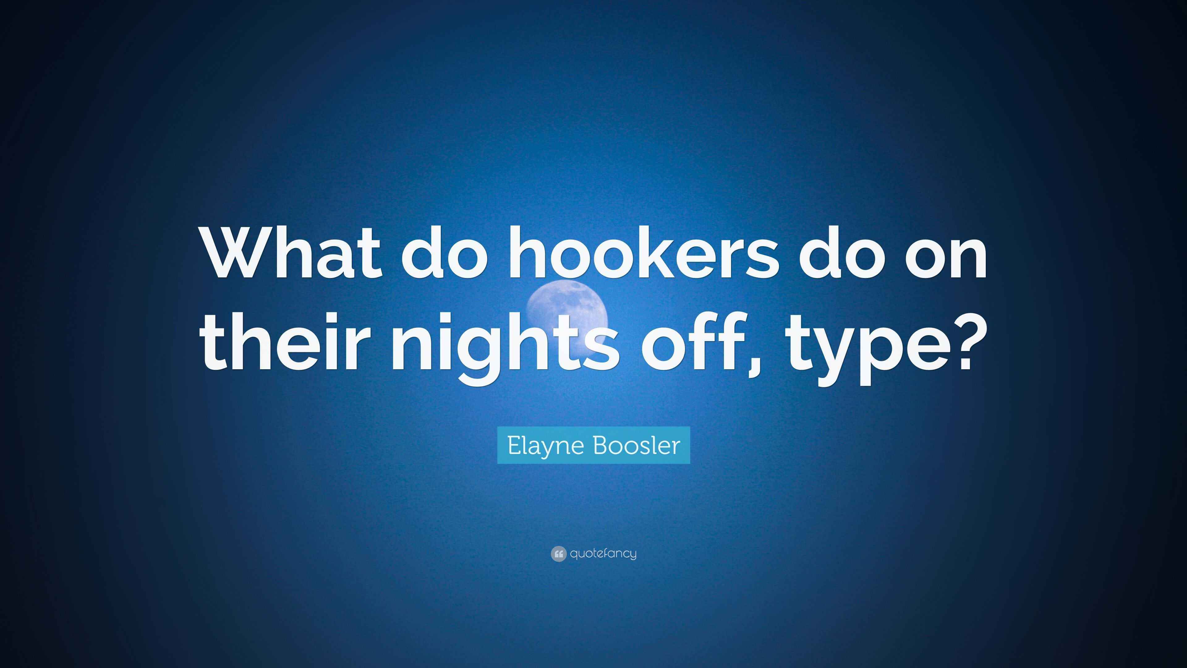 Elayne Boosler Quote: “What do hookers do on their nights off, type?”