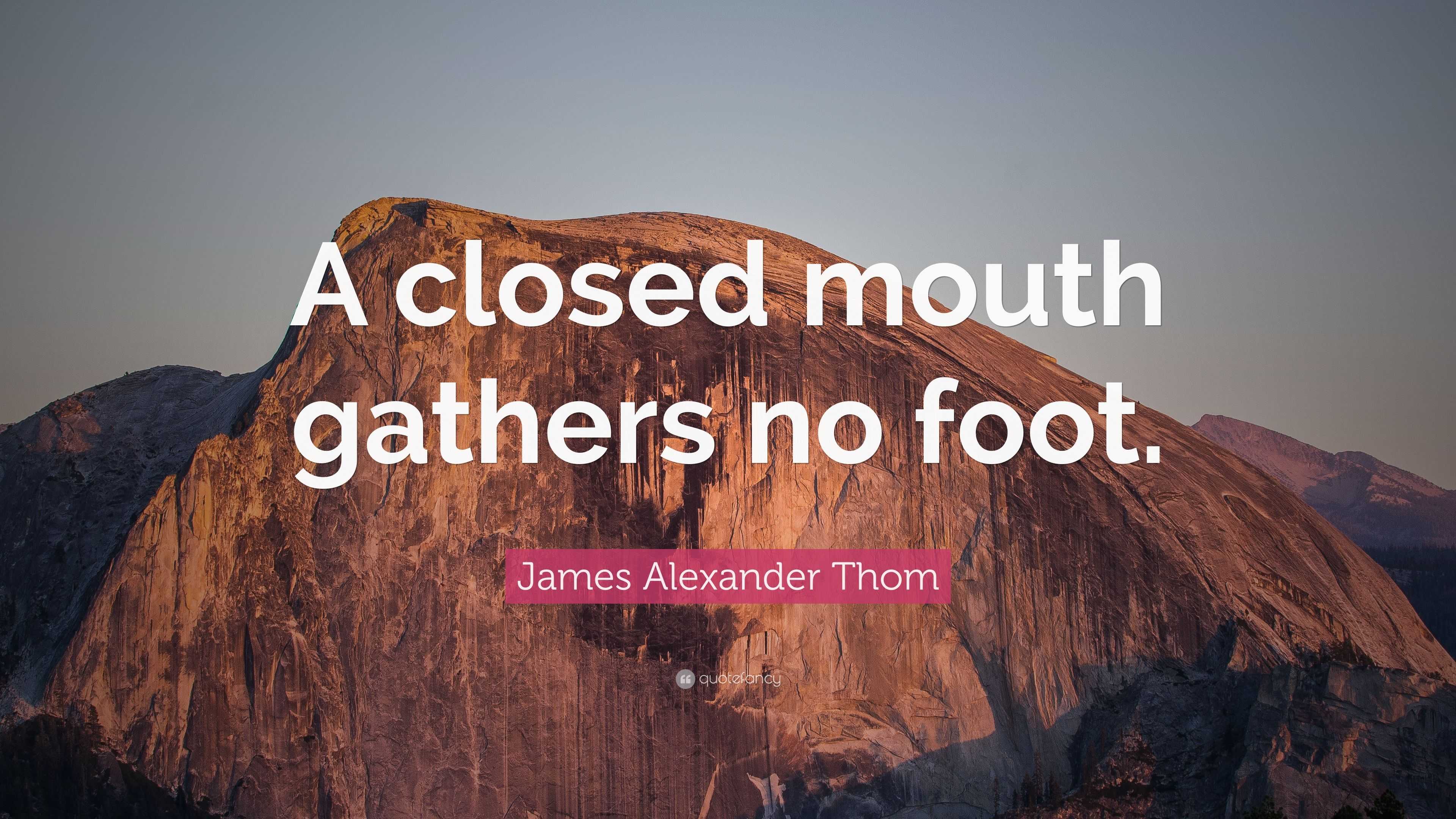 James Alexander Thom Quote A closed mouth gathers no foot