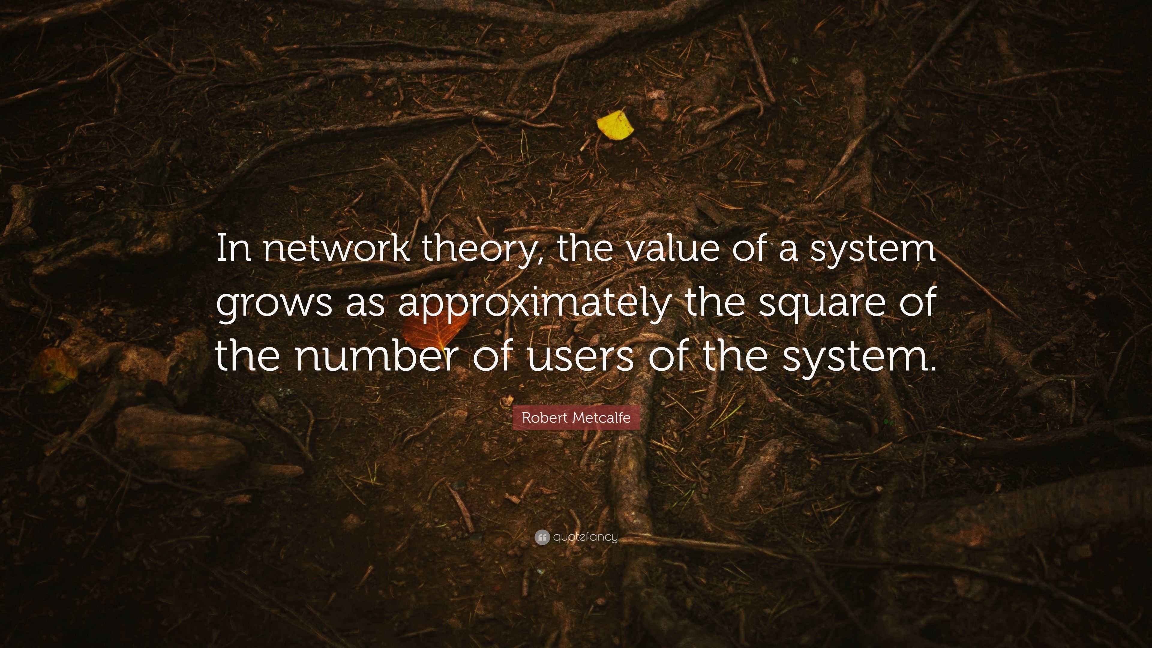 Robert Metcalfe Quote: “In network theory, the value of a system grows