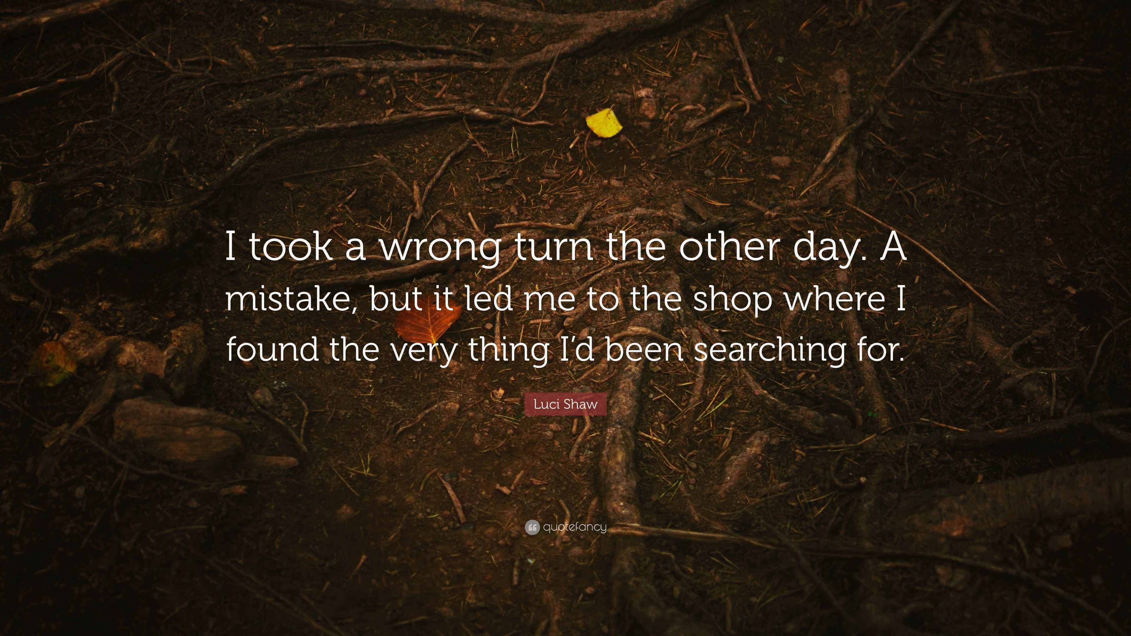 Luci Shaw Quote “I took a wrong turn the other day. A mistake, but it