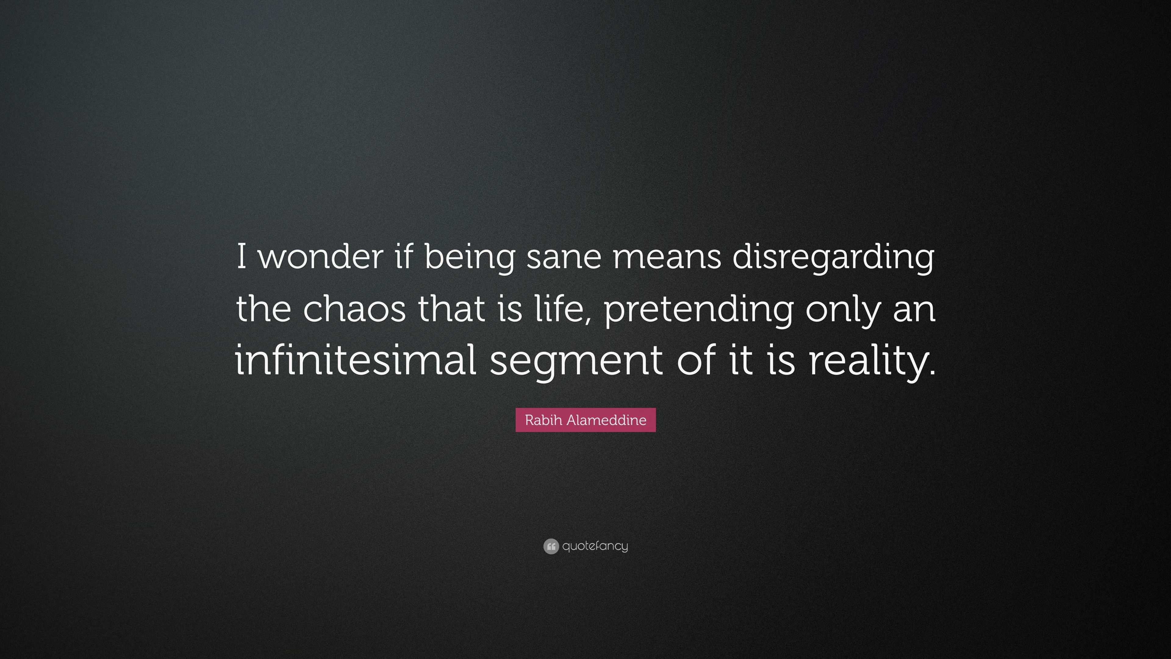 Rabih Alameddine quote: I wonder if being sane means disregarding