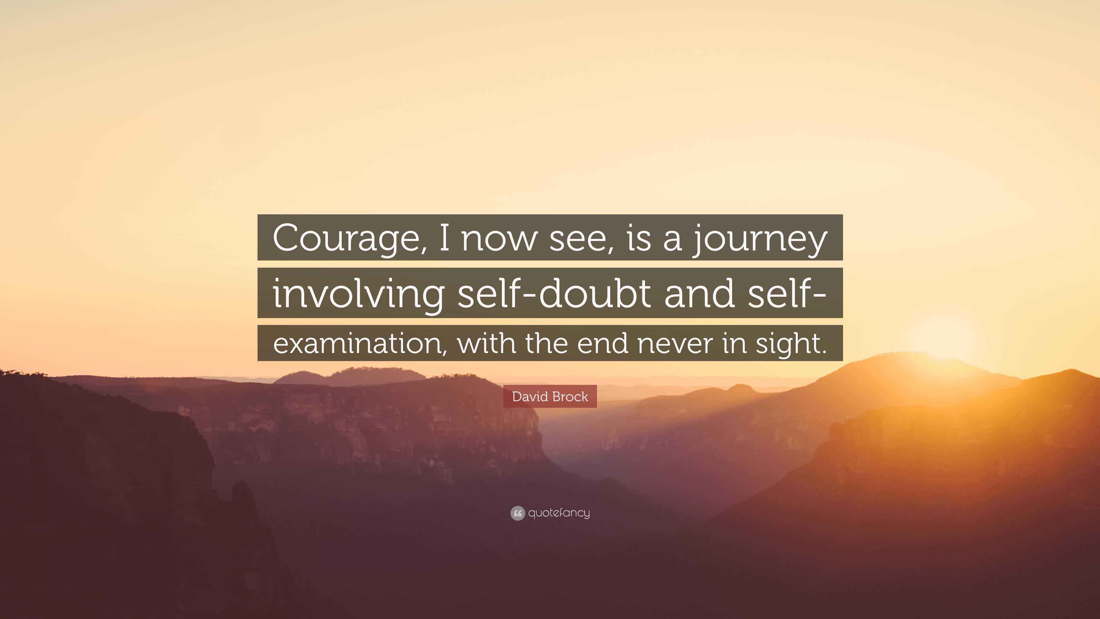 David Brock Quote: “Courage, I now see, is a journey involving self ...
