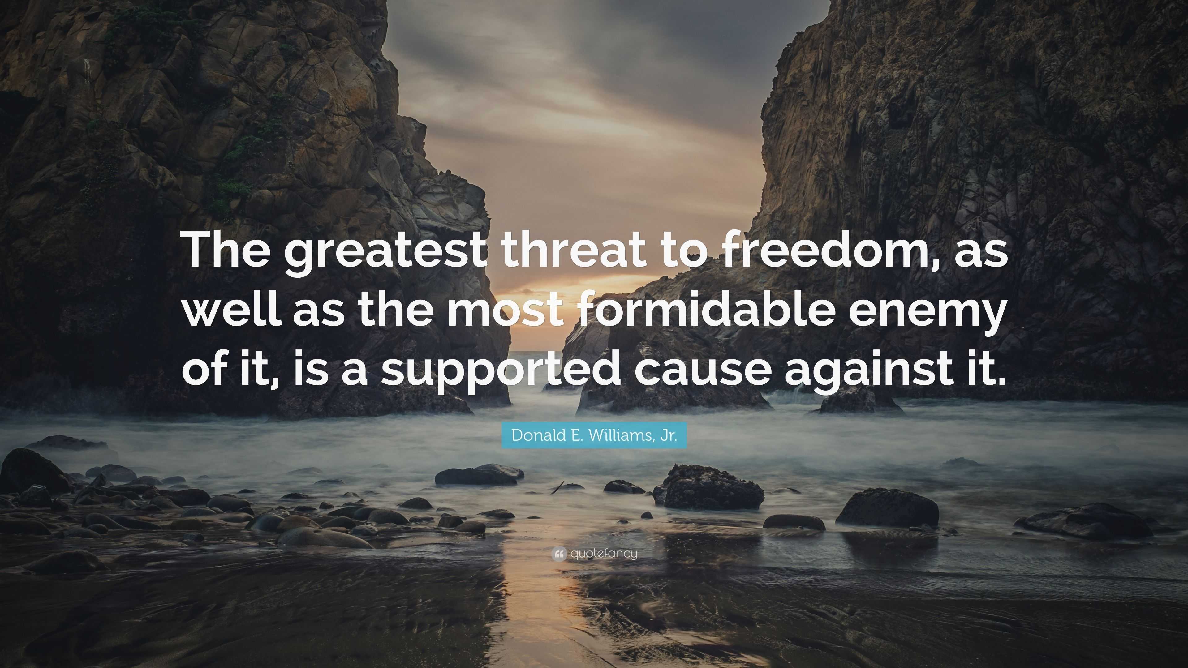 Donald E. Williams, Jr. Quote: “The greatest threat to freedom, as well ...