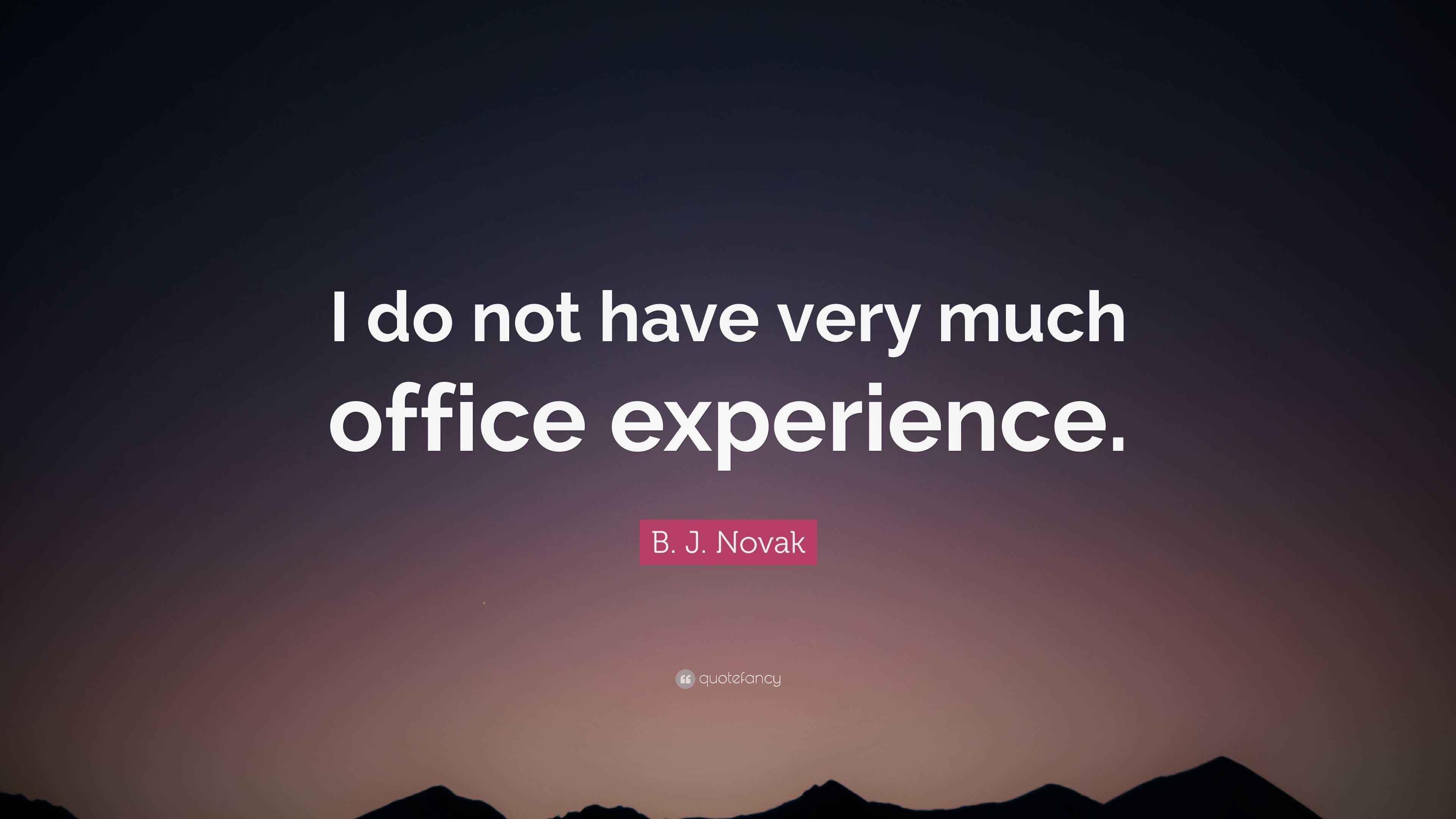 B. J. Novak Quote: “I do not have very much office experience.”