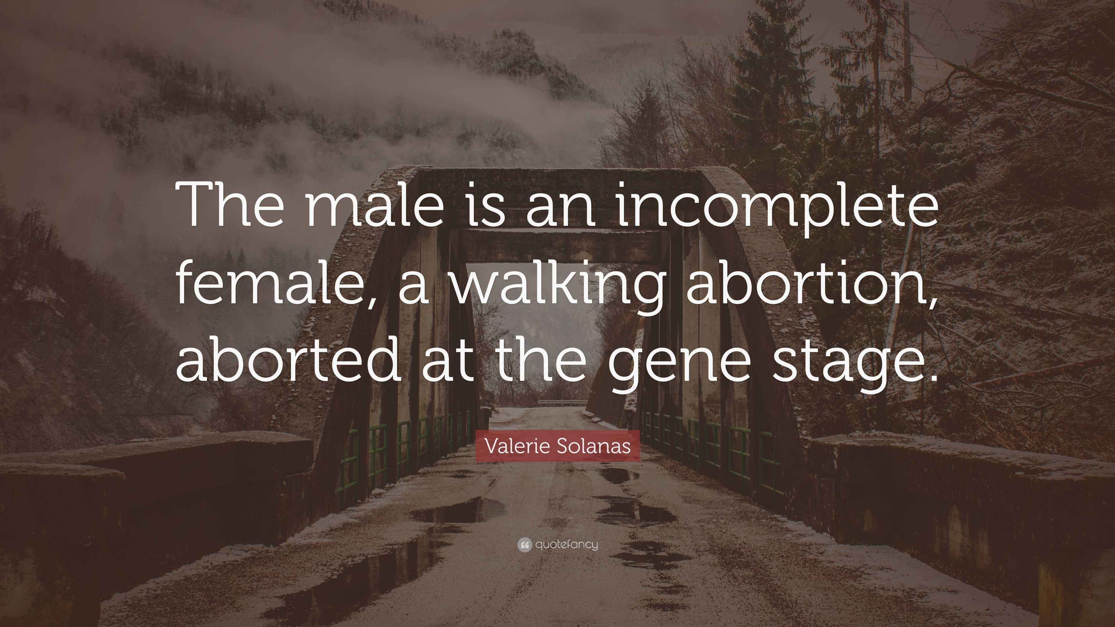 Valerie Solanas Quote The Male Is An Incomplete Female A Walking Abortion Aborted At The Gene