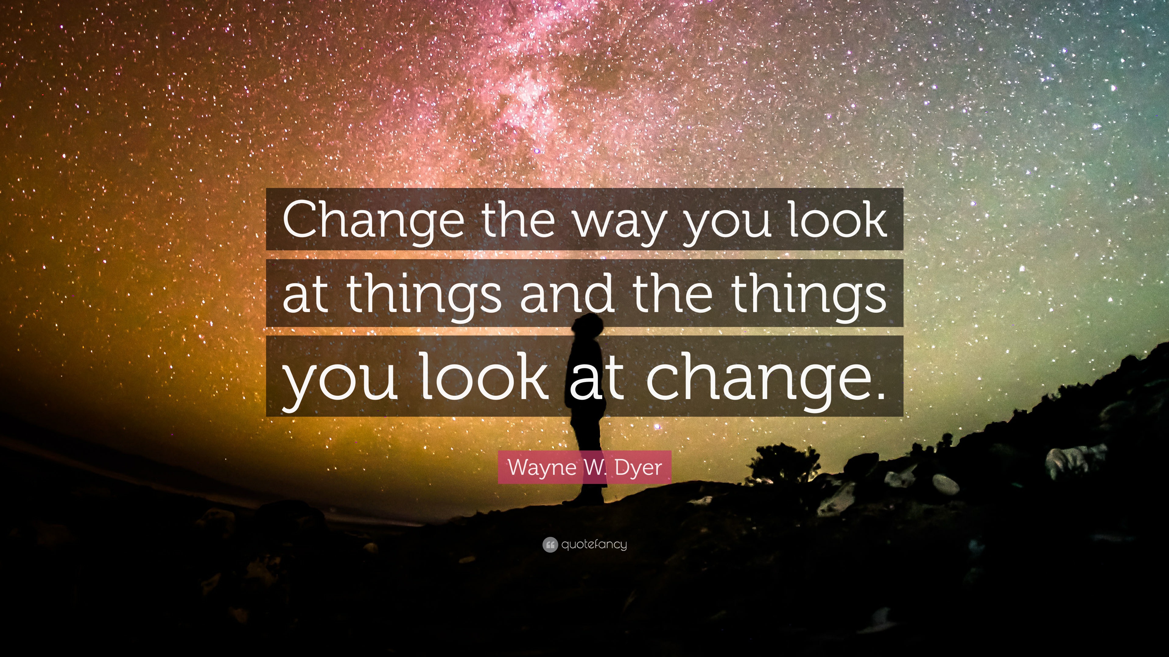 Wayne W. Dyer Quote: “Change the way you look at things and the things ...