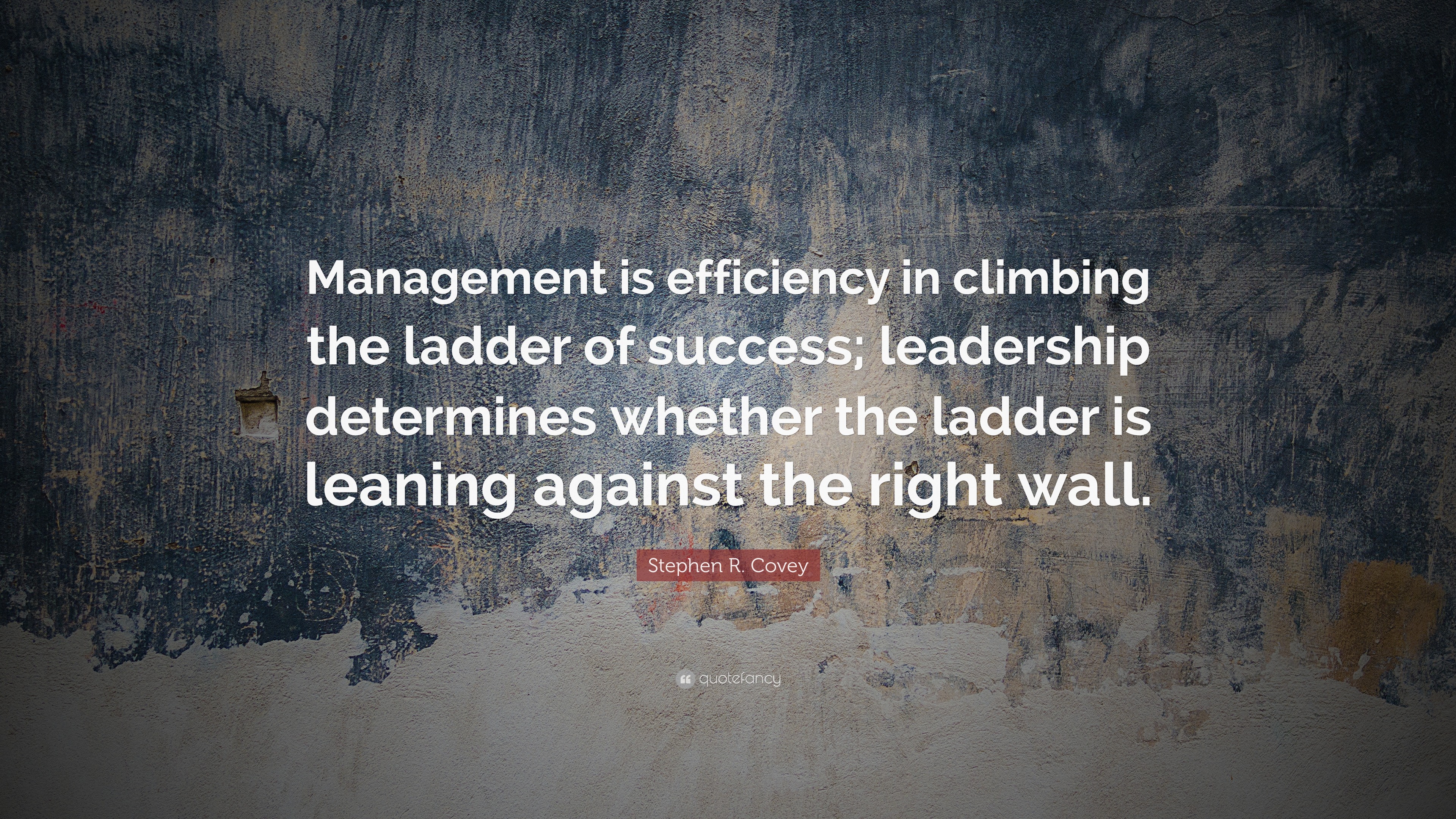 Stephen R. Covey Quote: “Management is efficiency in climbing the ...