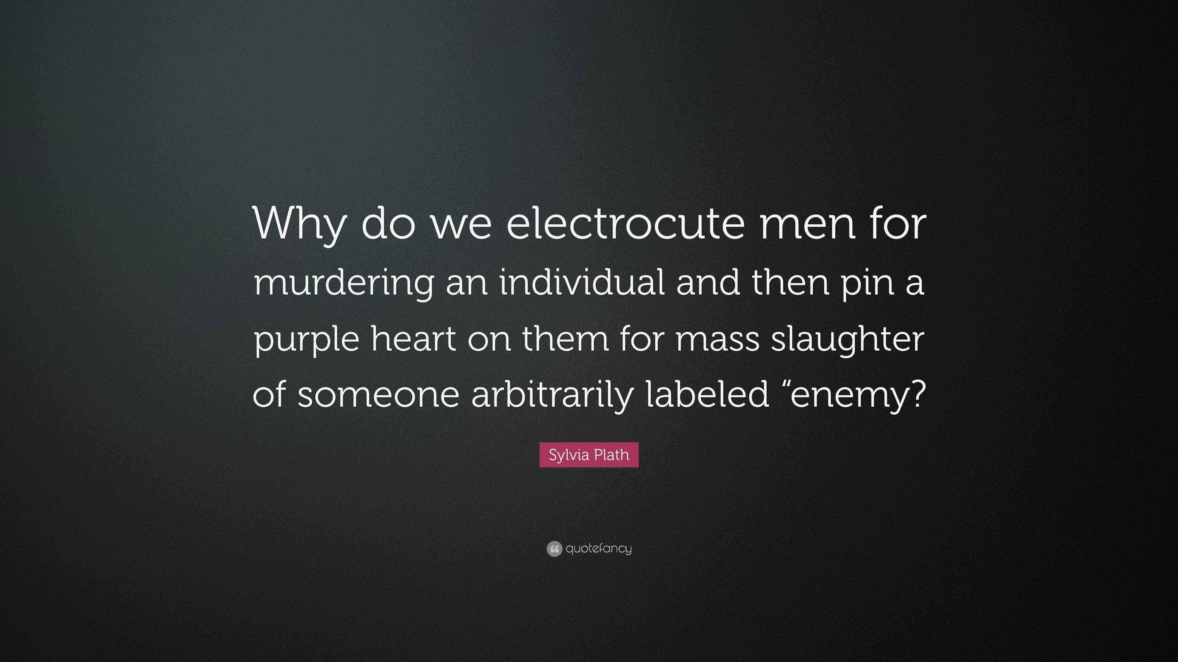 Sylvia Plath Quote “Why do we electrocute men for murdering an