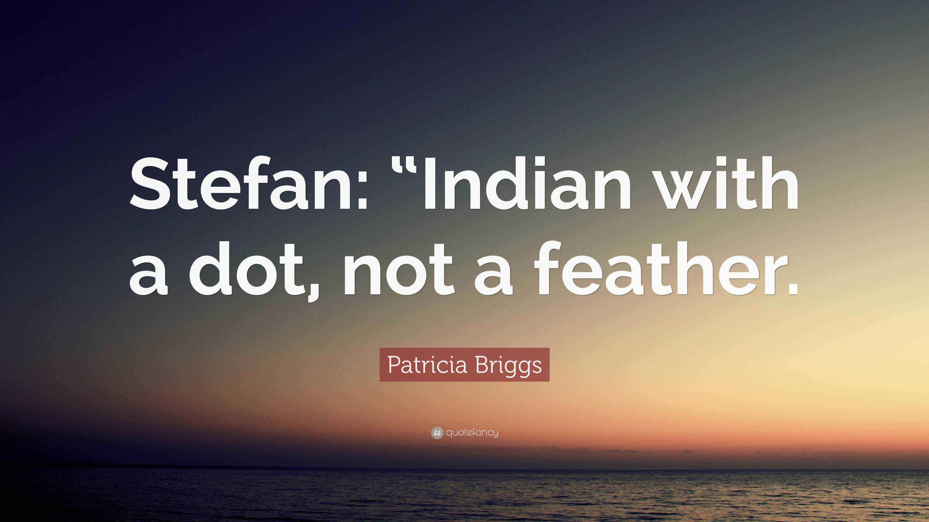 Patricia Briggs Quote “Stefan “Indian with a dot, not a feather.”