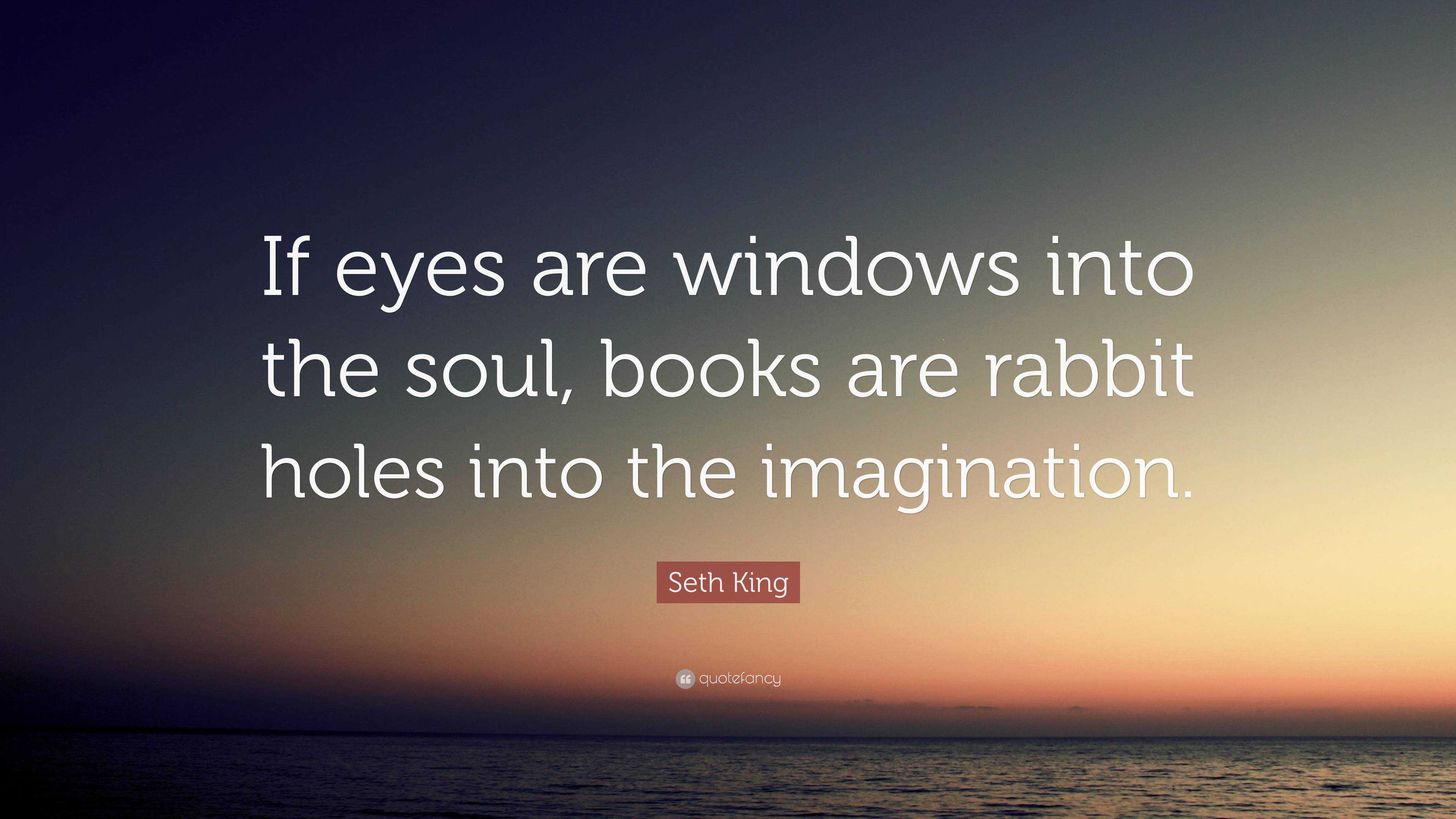 Seth King Quote “if Eyes Are Windows Into The Soul Books Are Rabbit