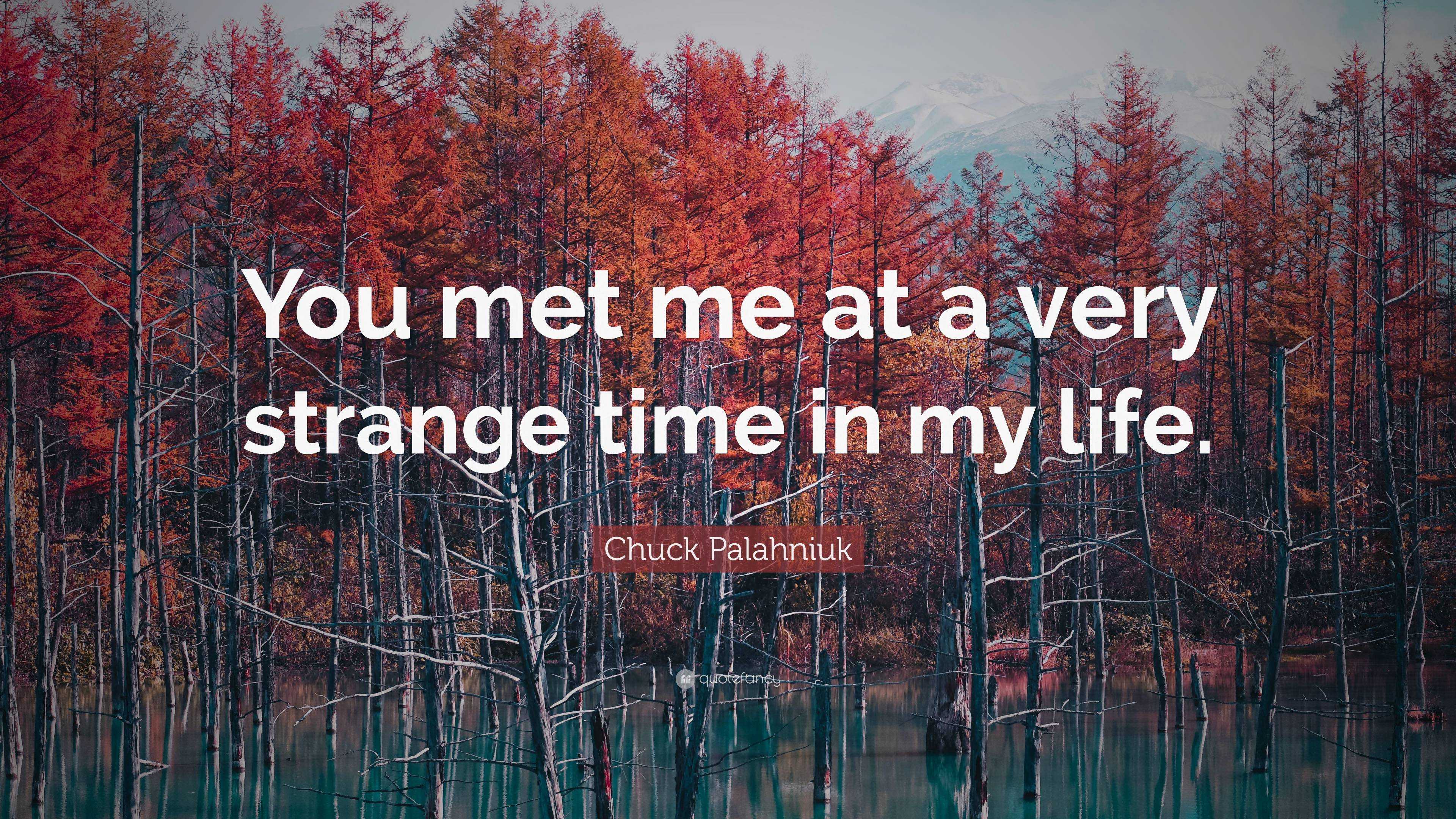 Chuck Palahniuk Quote You Met Me At A Very Strange Time In My Life 