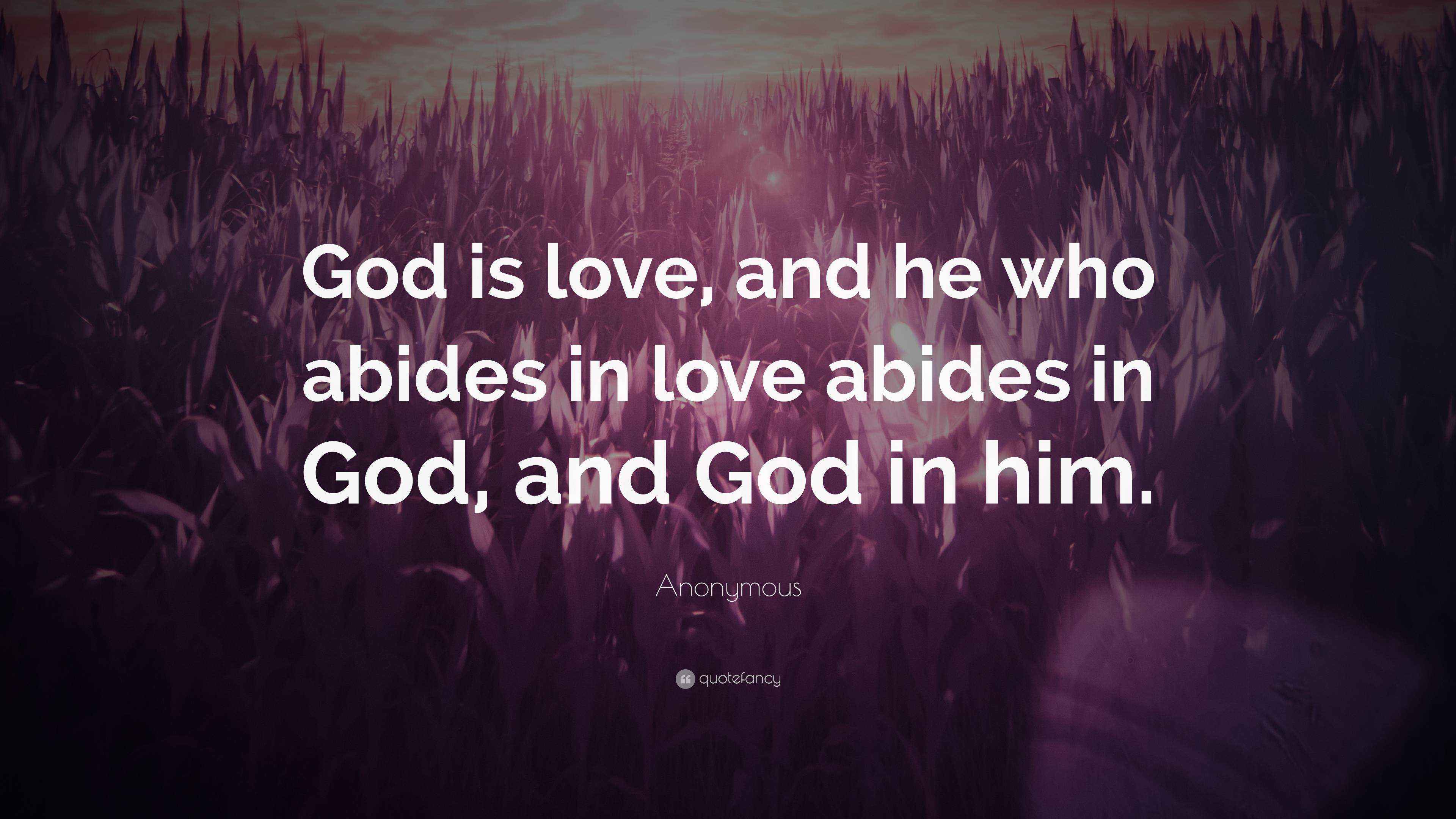 Anonymous Quote: “God is love, and he who abides in love abides in God