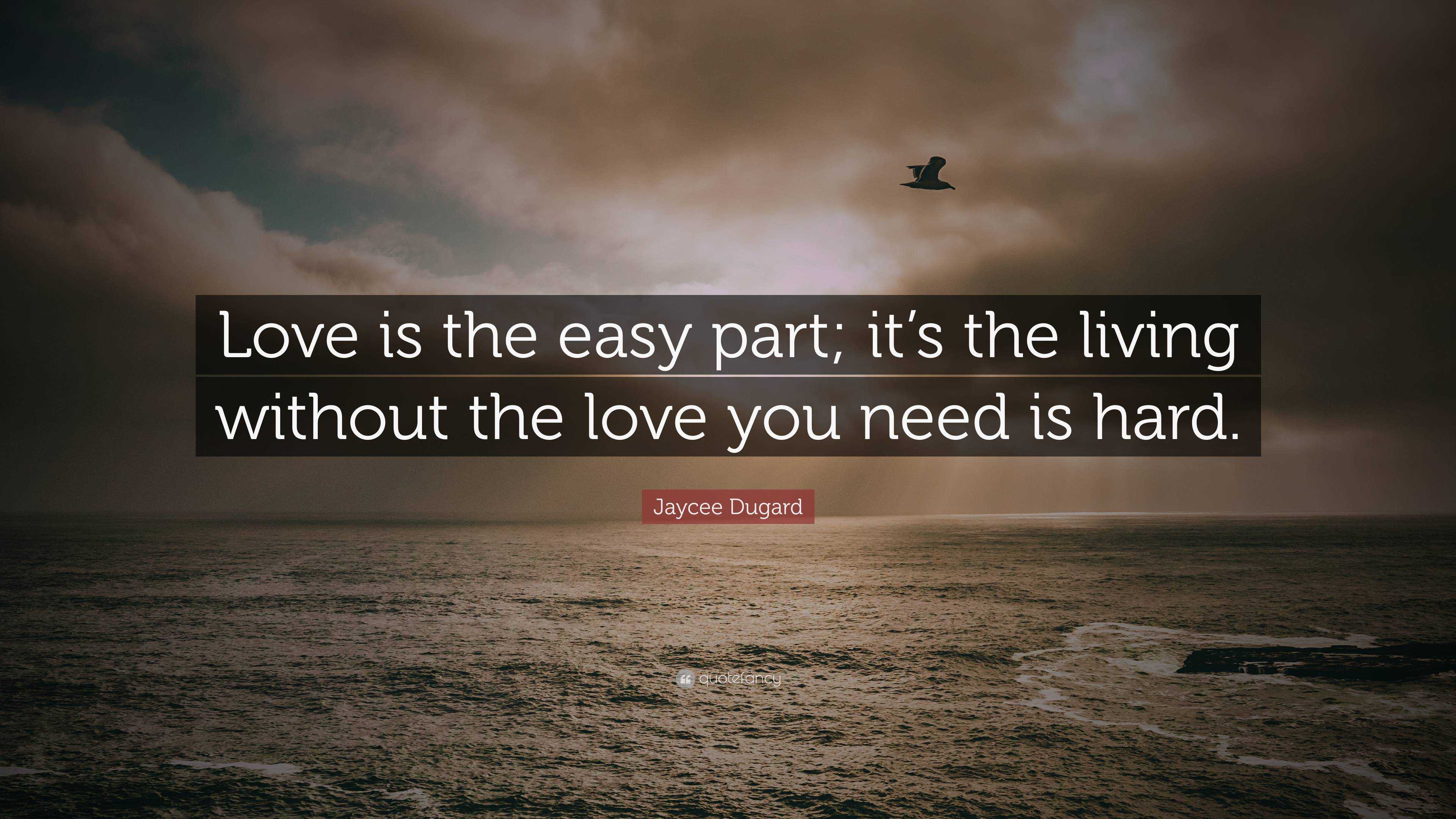 Jaycee Dugard Quote: “Love is the easy part; it’s the living without ...