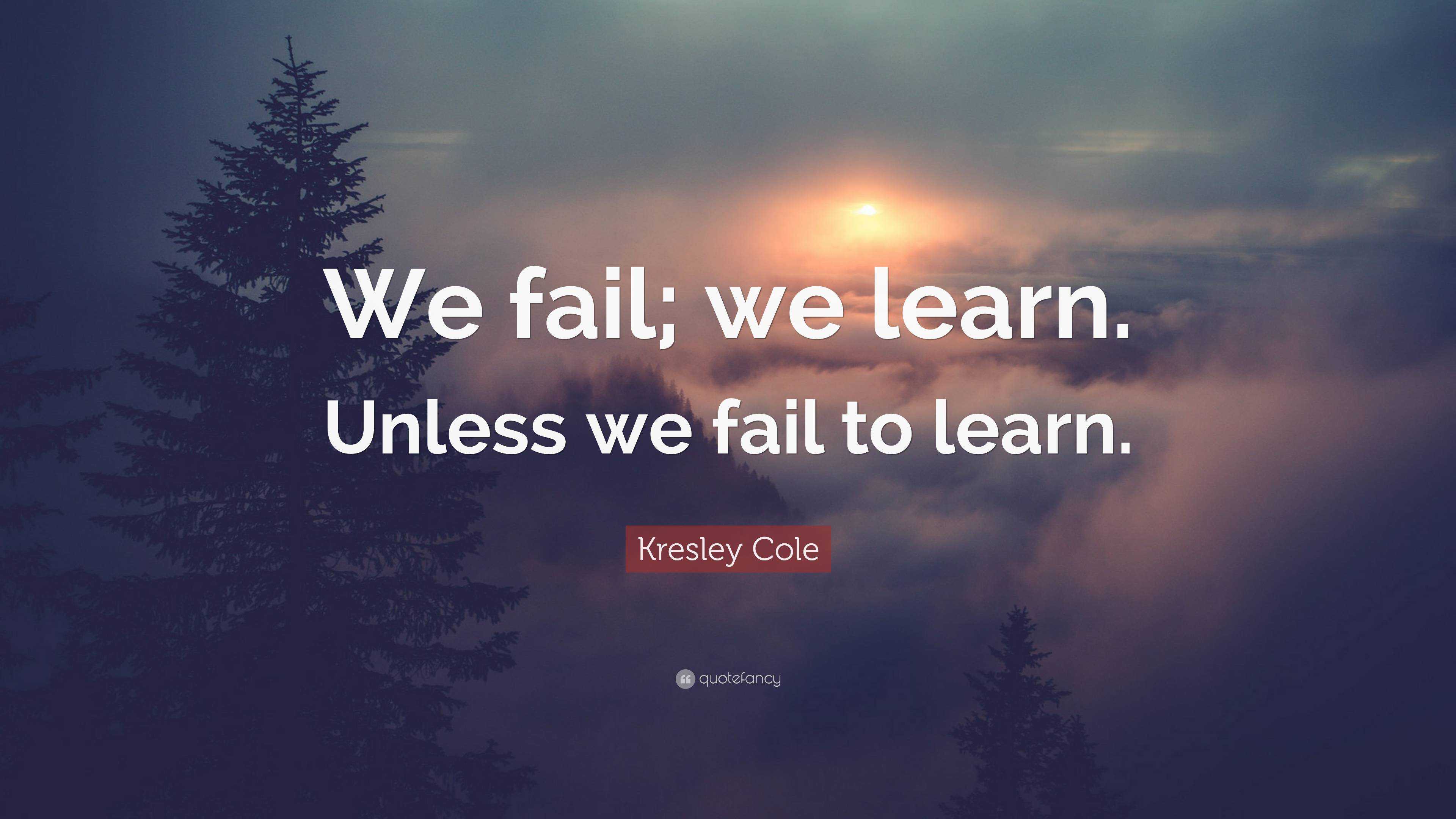 Kresley Cole Quote: “We fail; we learn. Unless we fail to learn.”