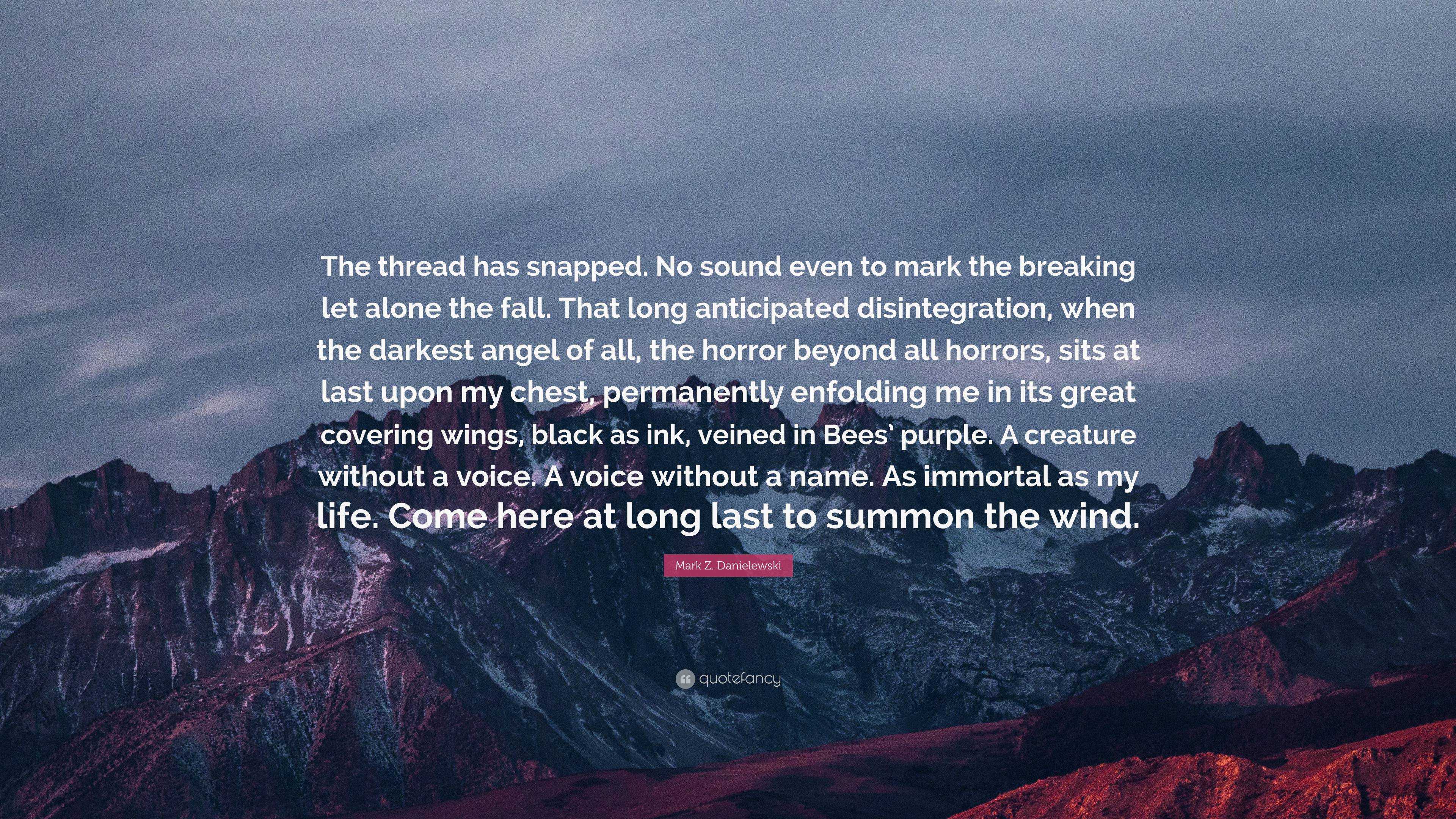 Mark Z. Danielewski Quote: “The thread has snapped. No sound even to ...