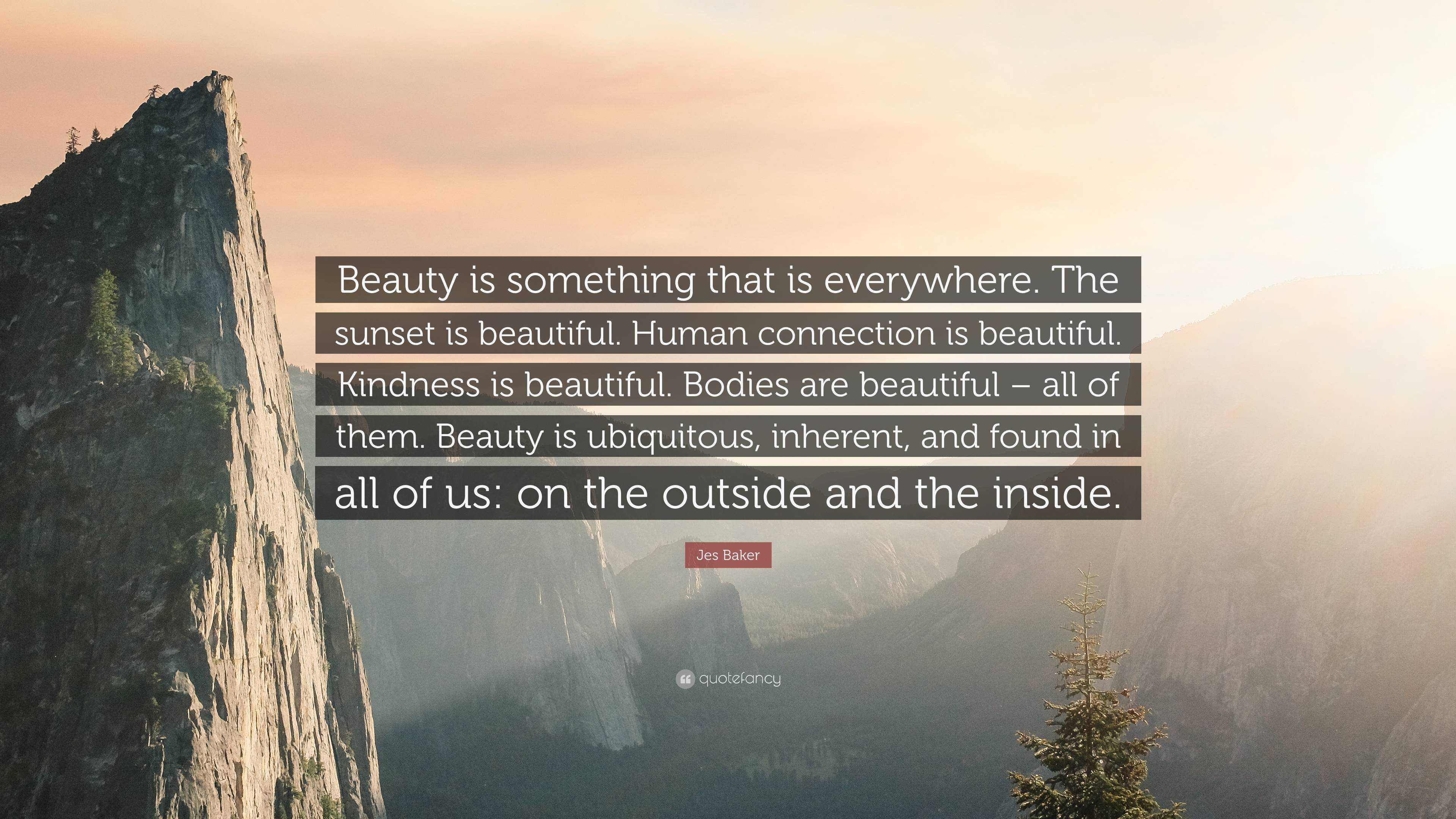 Jes Baker Quote: “Beauty is something that is everywhere. The sunset is ...