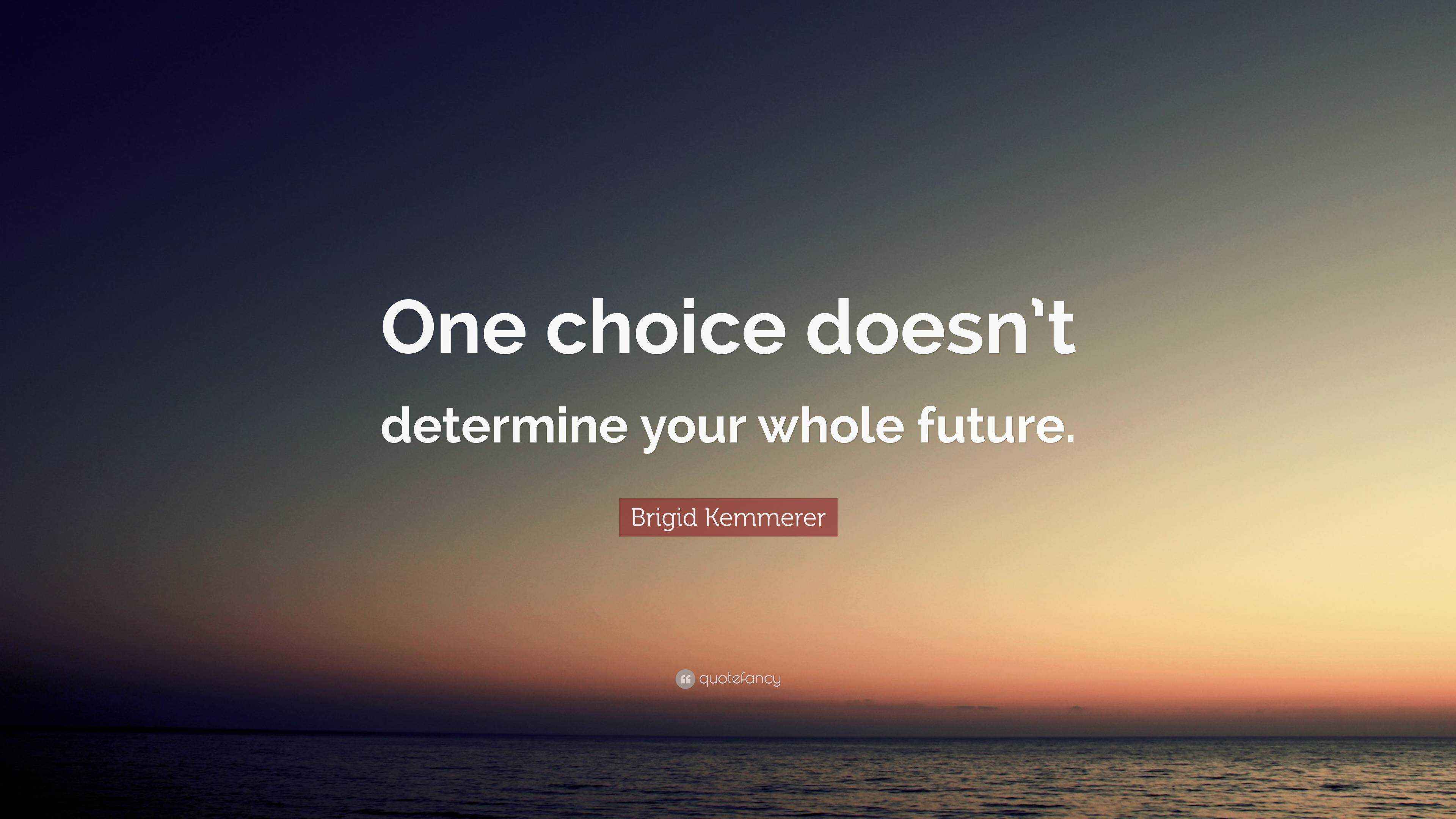 Brigid Kemmerer Quote “One choice doesn’t determine your whole future.”