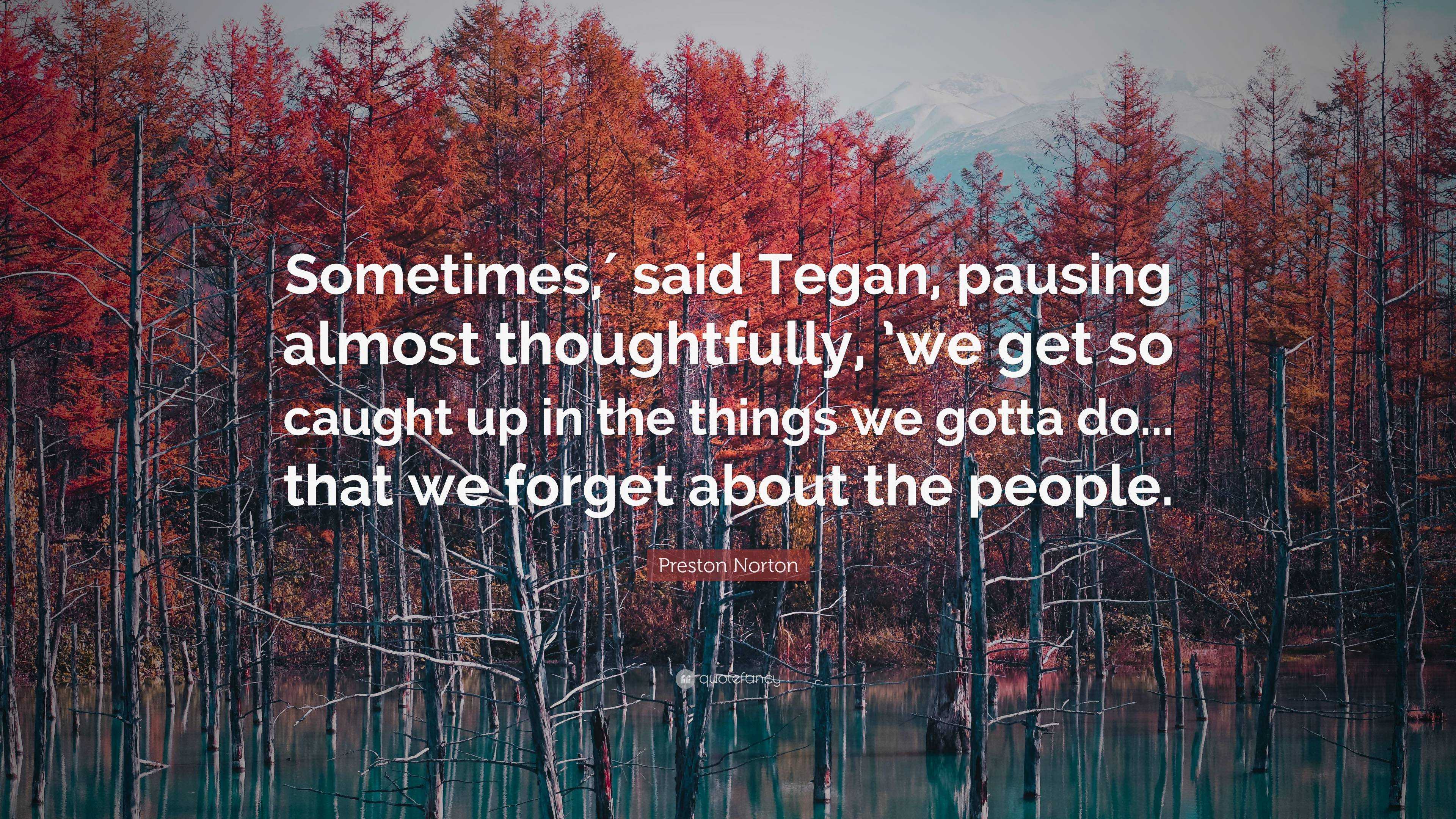 Preston Norton Quote: “Sometimes,′ said Tegan, pausing almost ...