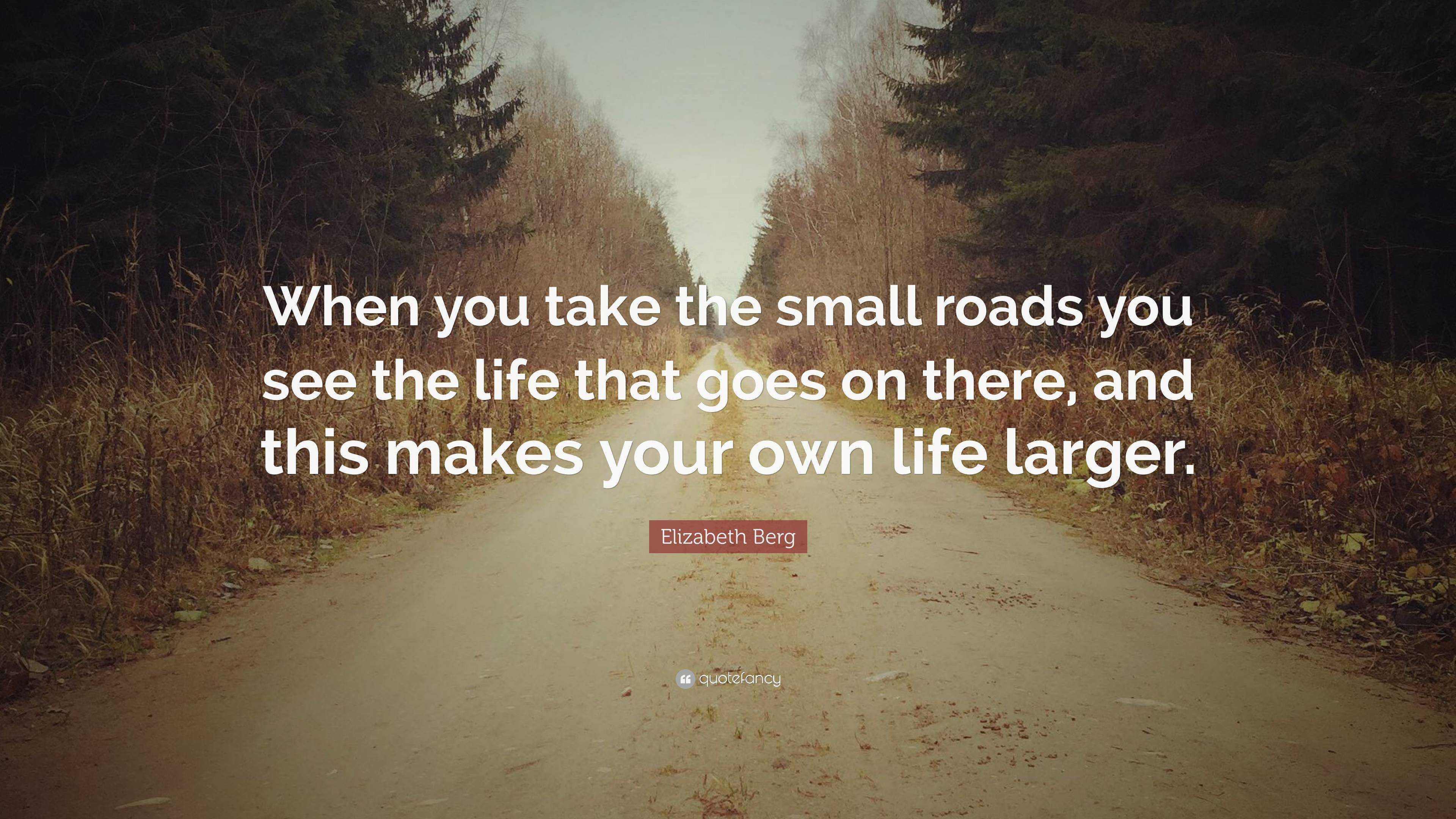 Elizabeth Berg Quote: “When you take the small roads you see the life ...