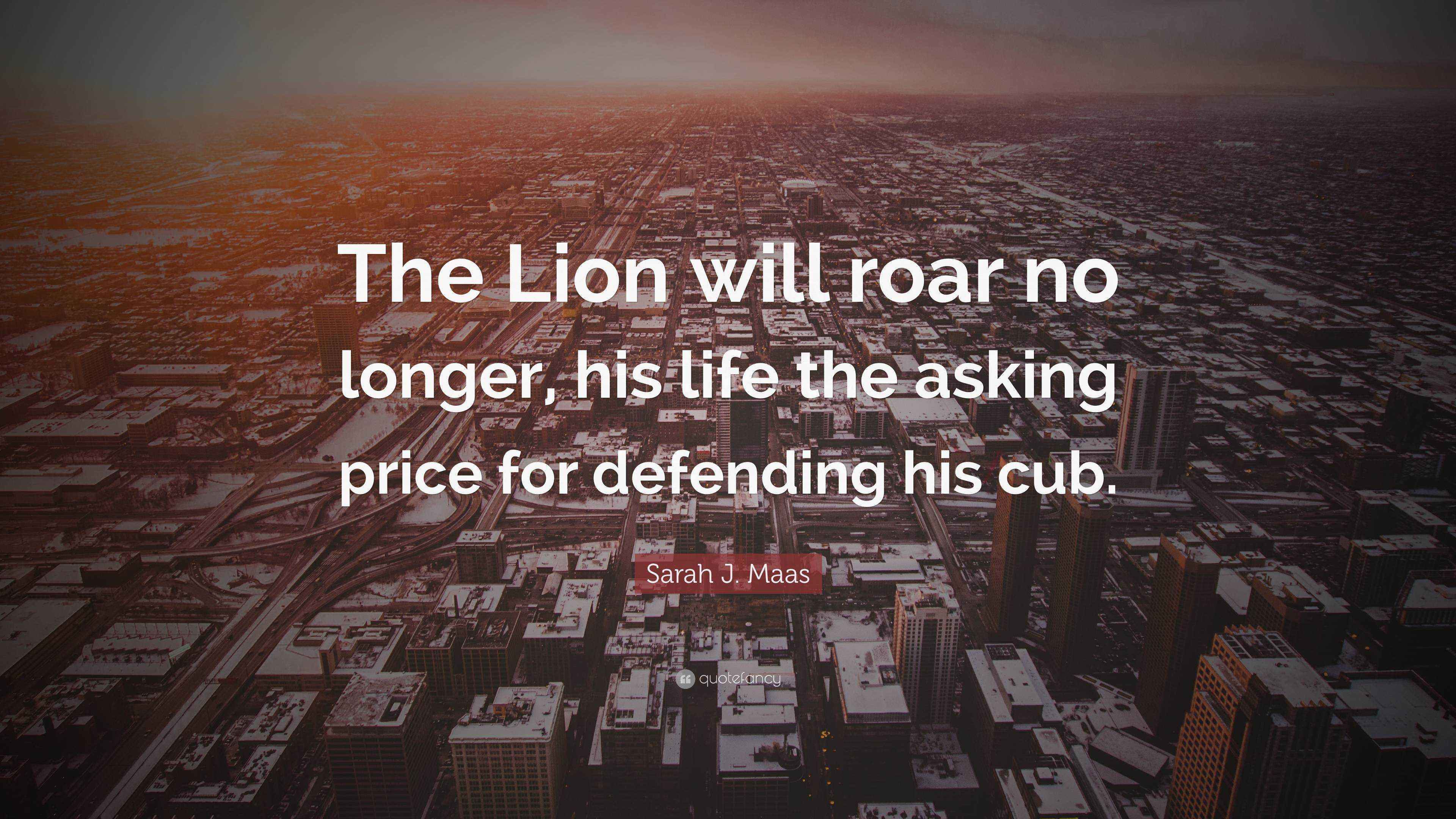 Sarah J Maas Quote The Lion Will Roar No Longer His Life The Asking Price For