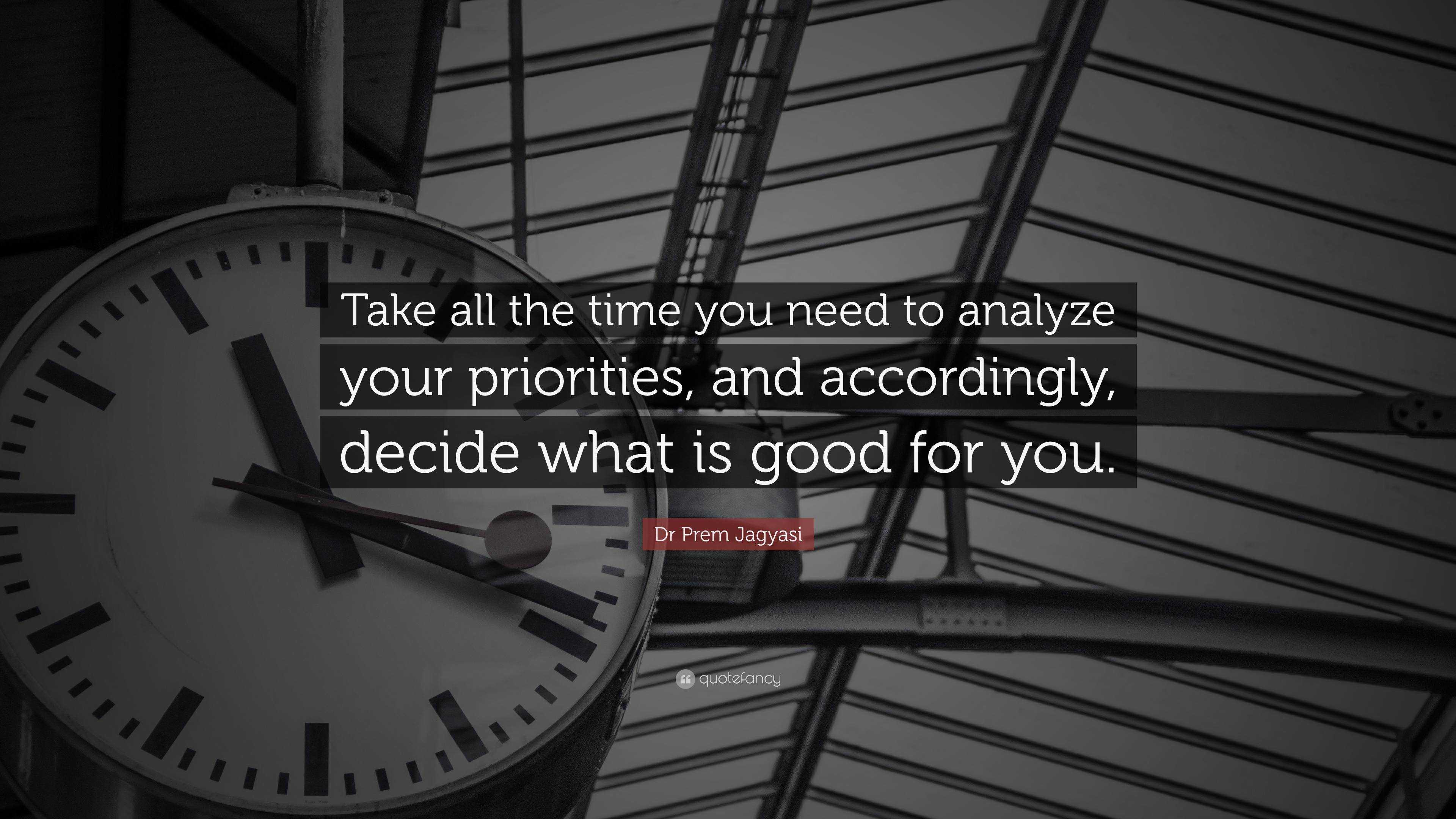 Dr Prem Jagyasi Quote: “Take all the time you need to analyze your ...