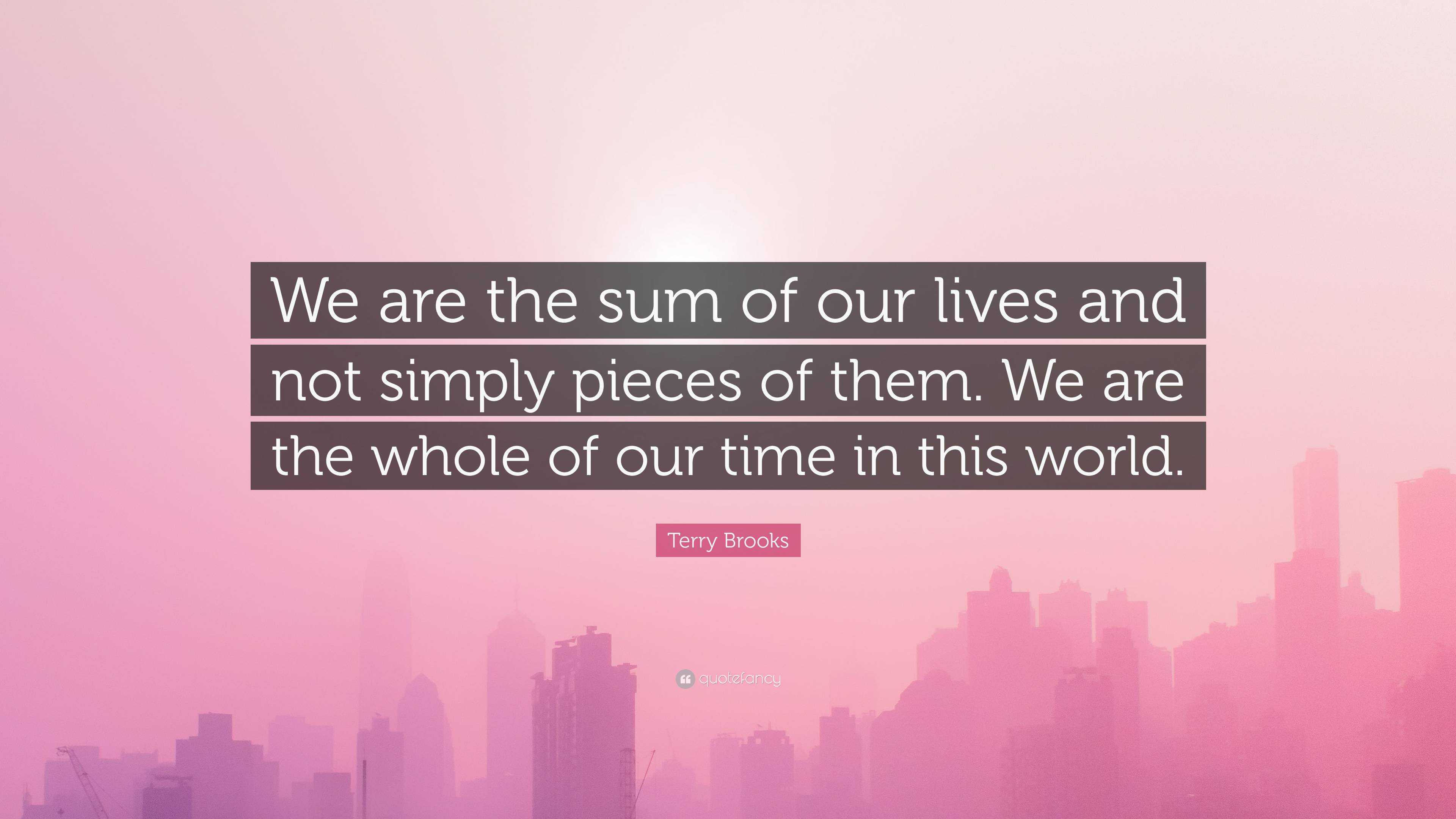 Terry Brooks Quote: “We Are The Sum Of Our Lives And Not Simply Pieces ...