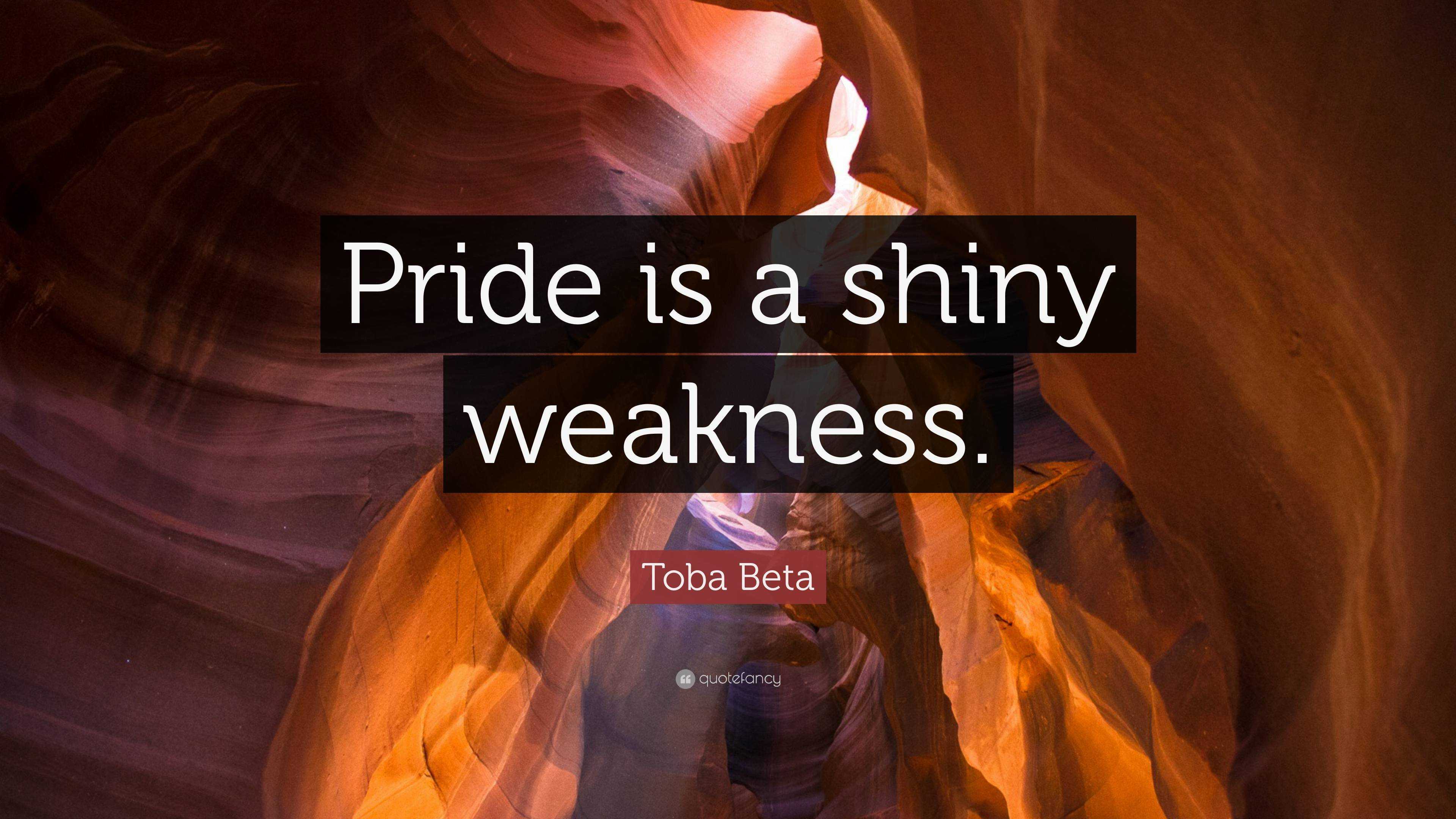 Toba Beta Quote: “Pride is a shiny weakness.”