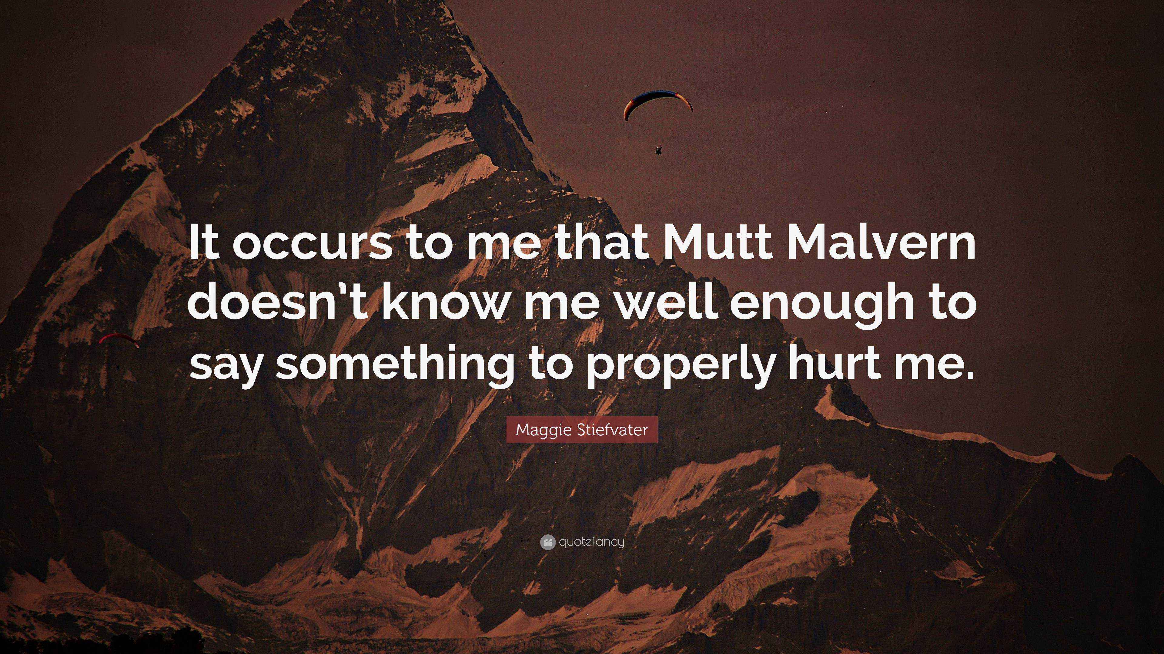 Maggie Stiefvater Quote “It occurs to me that Mutt Malvern doesn’t