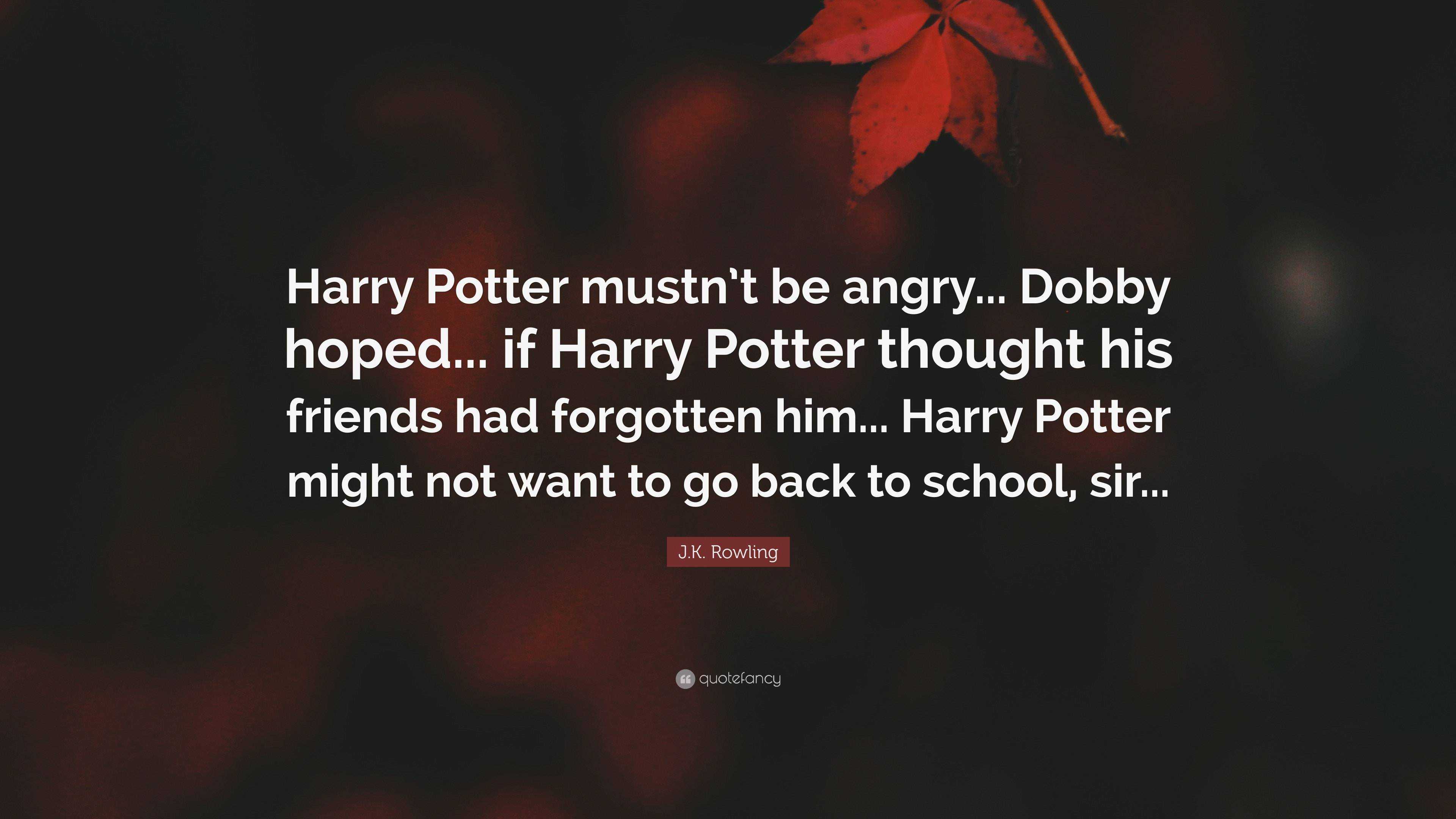 J.K. Rowling Quote: “Harry Potter Mustn’t Be Angry... Dobby Hoped... If ...