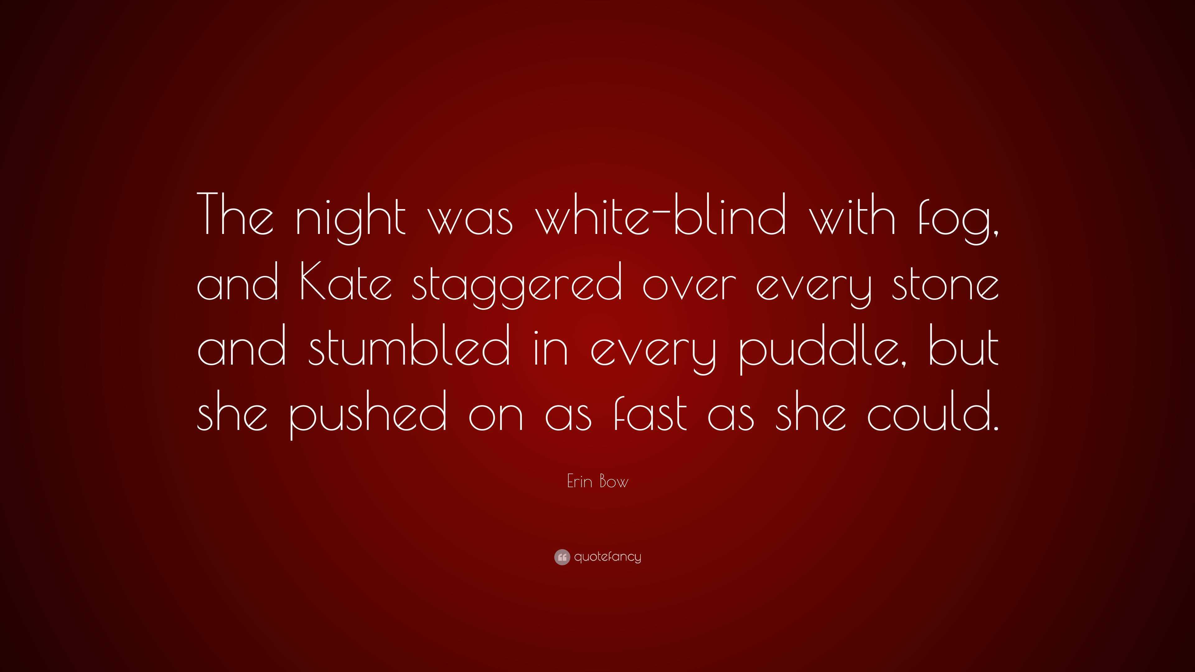 Erin Bow Quote: “The night was white-blind with fog, and Kate staggered ...