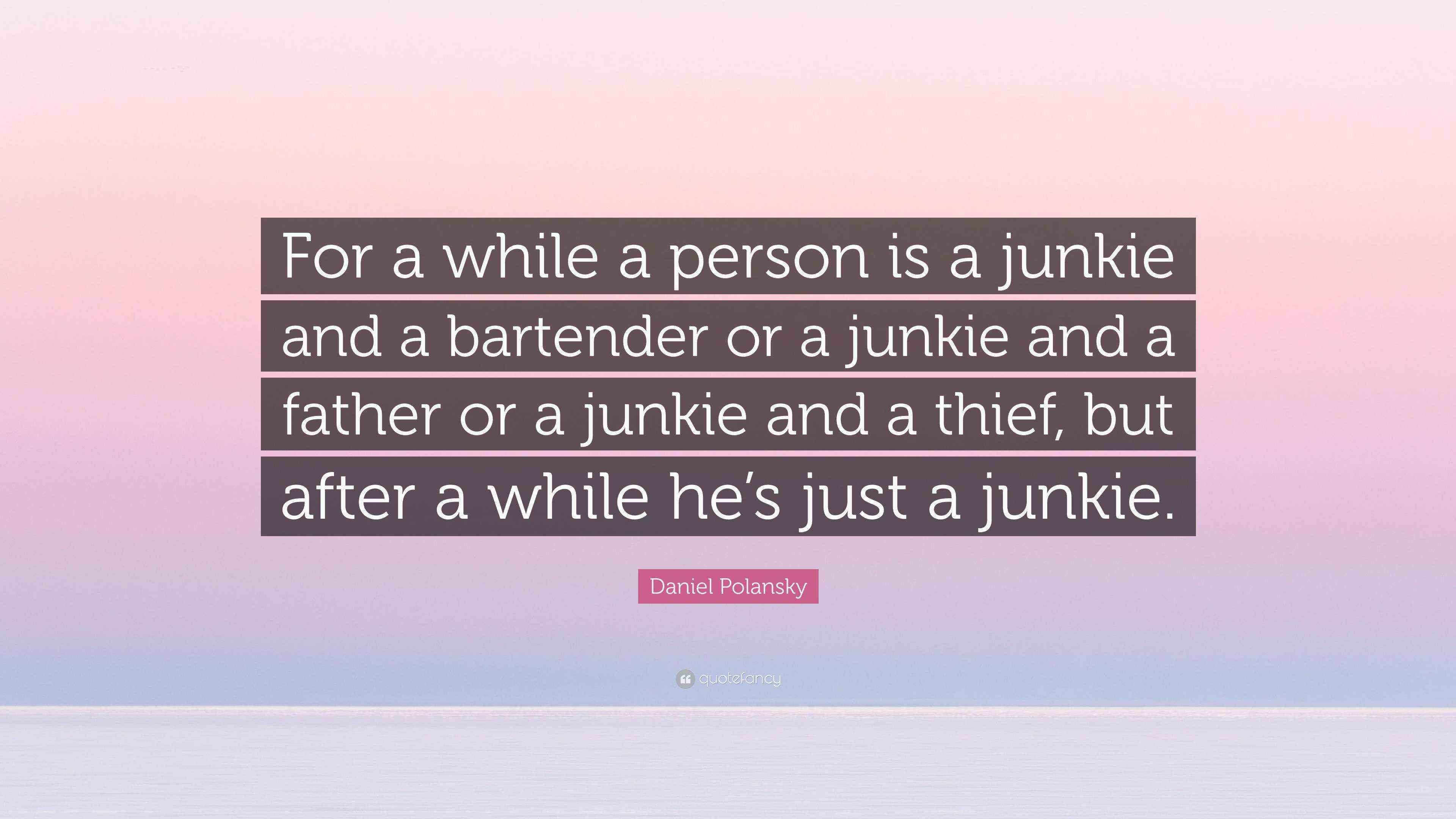Daniel Polansky Quote “For a while a person is a junkie and a