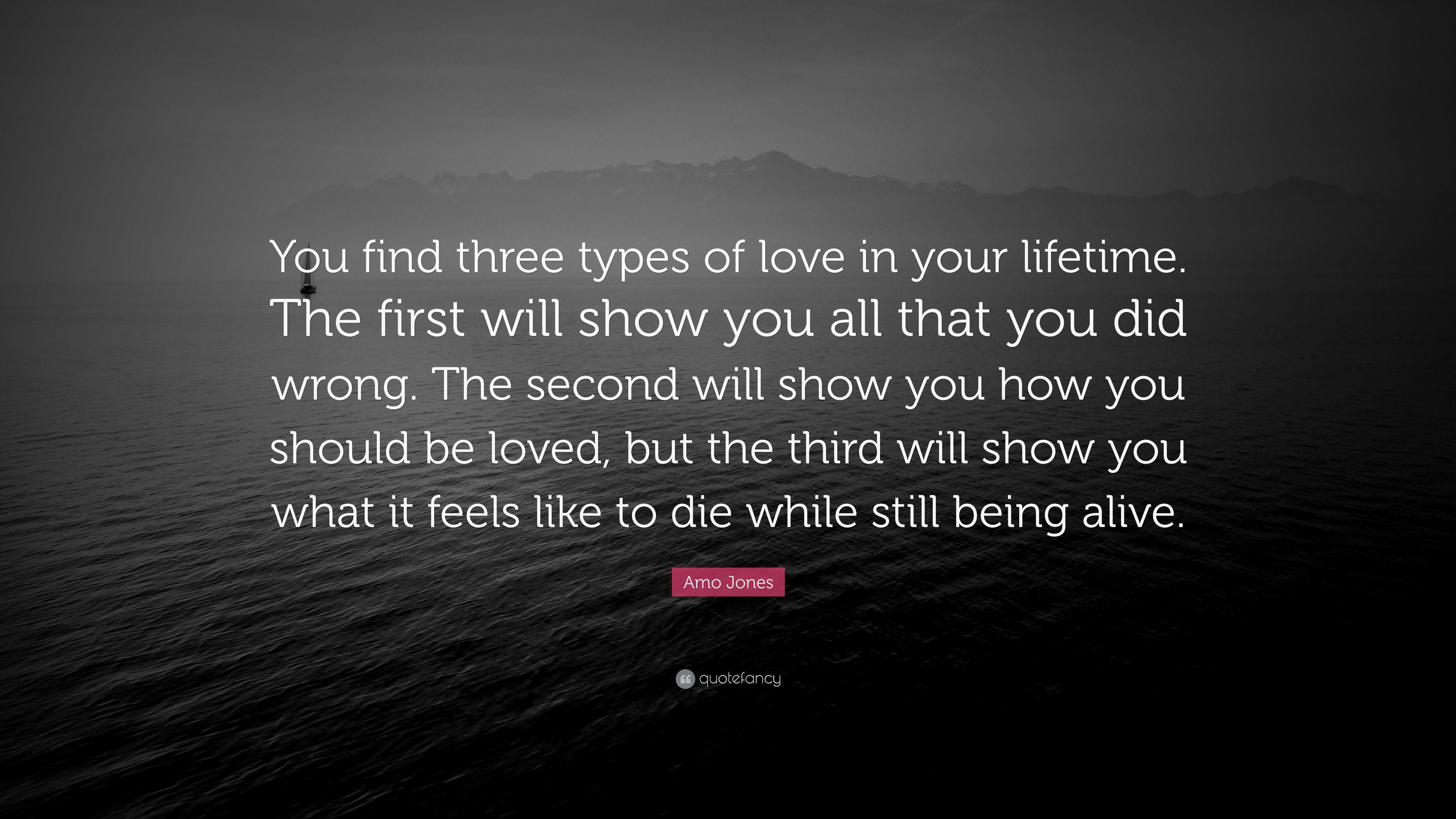 Amo Jones Quote: “You find three types of love in your lifetime. The first  will show you all that you did wrong. The second will show you ”