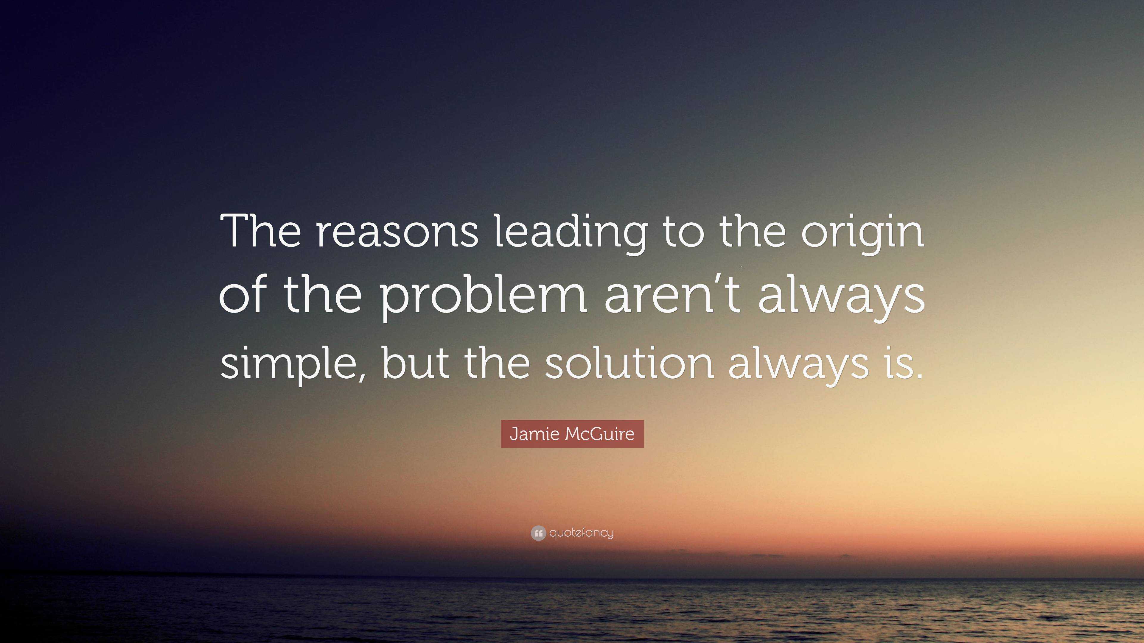 Jamie Mcguire Quote: “the Reasons Leading To The Origin Of The Problem 