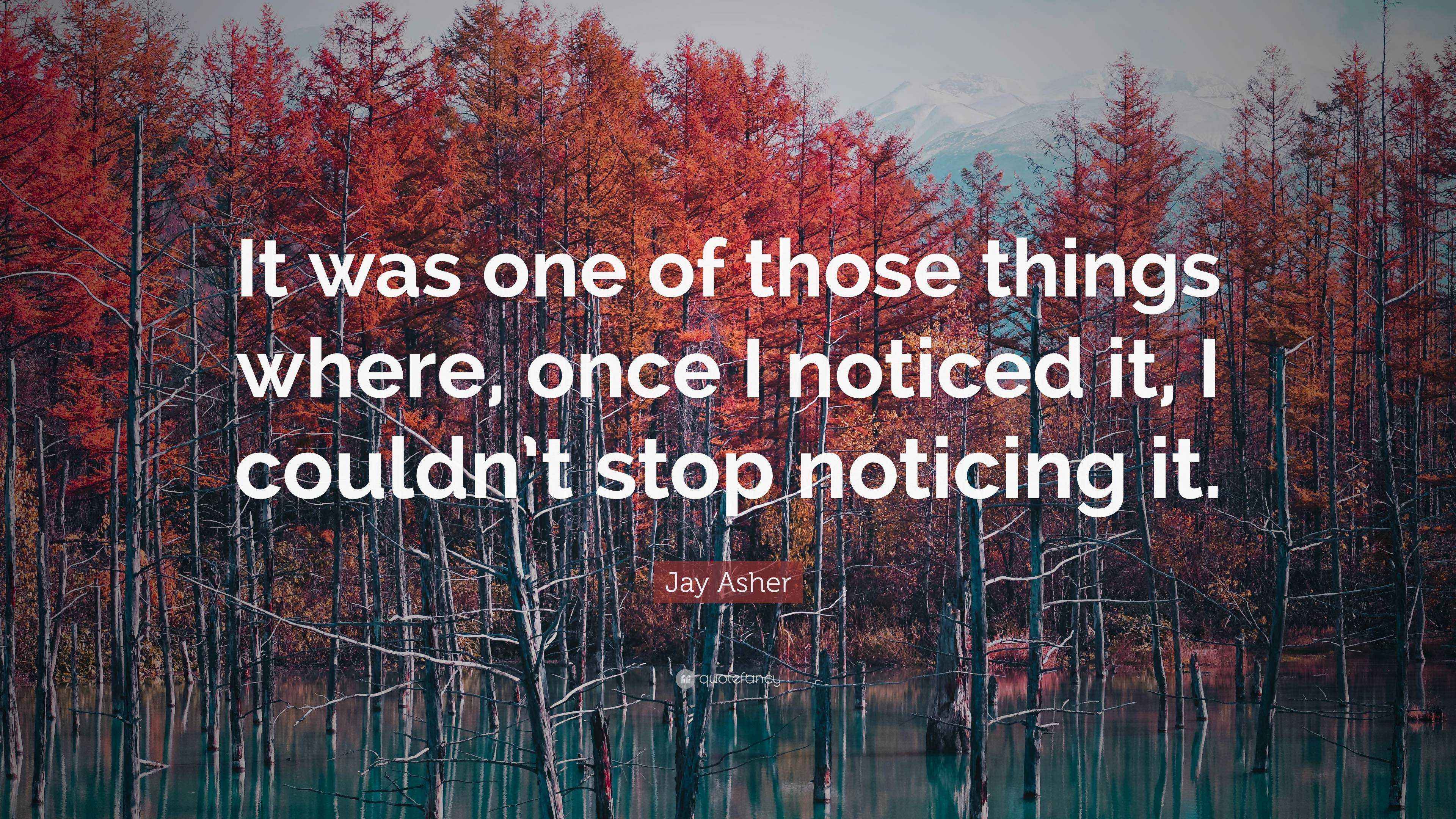 Jay Asher Quote “It was one of those things where, once I noticed it