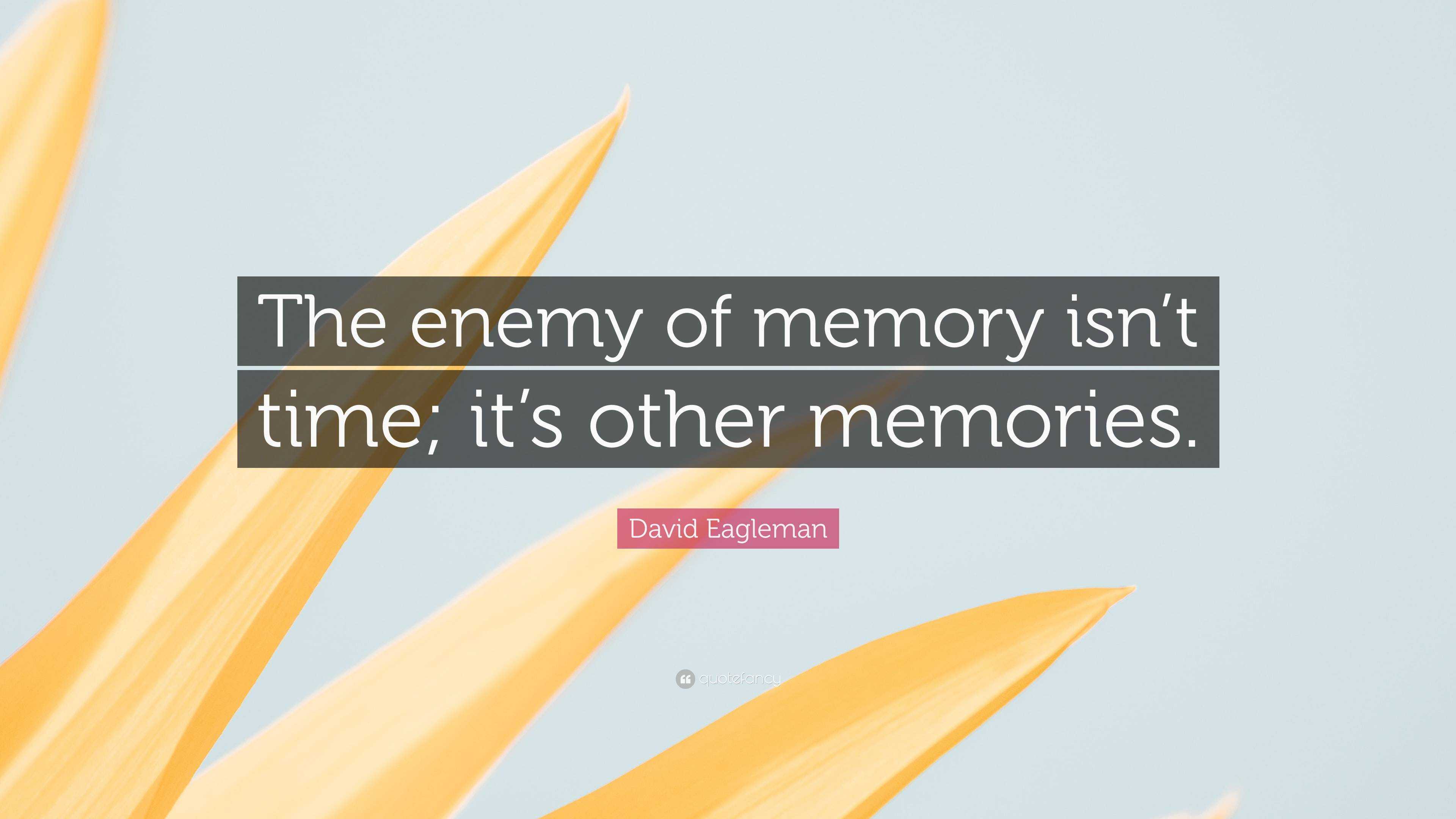 David Eagleman Quote: “The enemy of memory isn’t time; it’s other ...