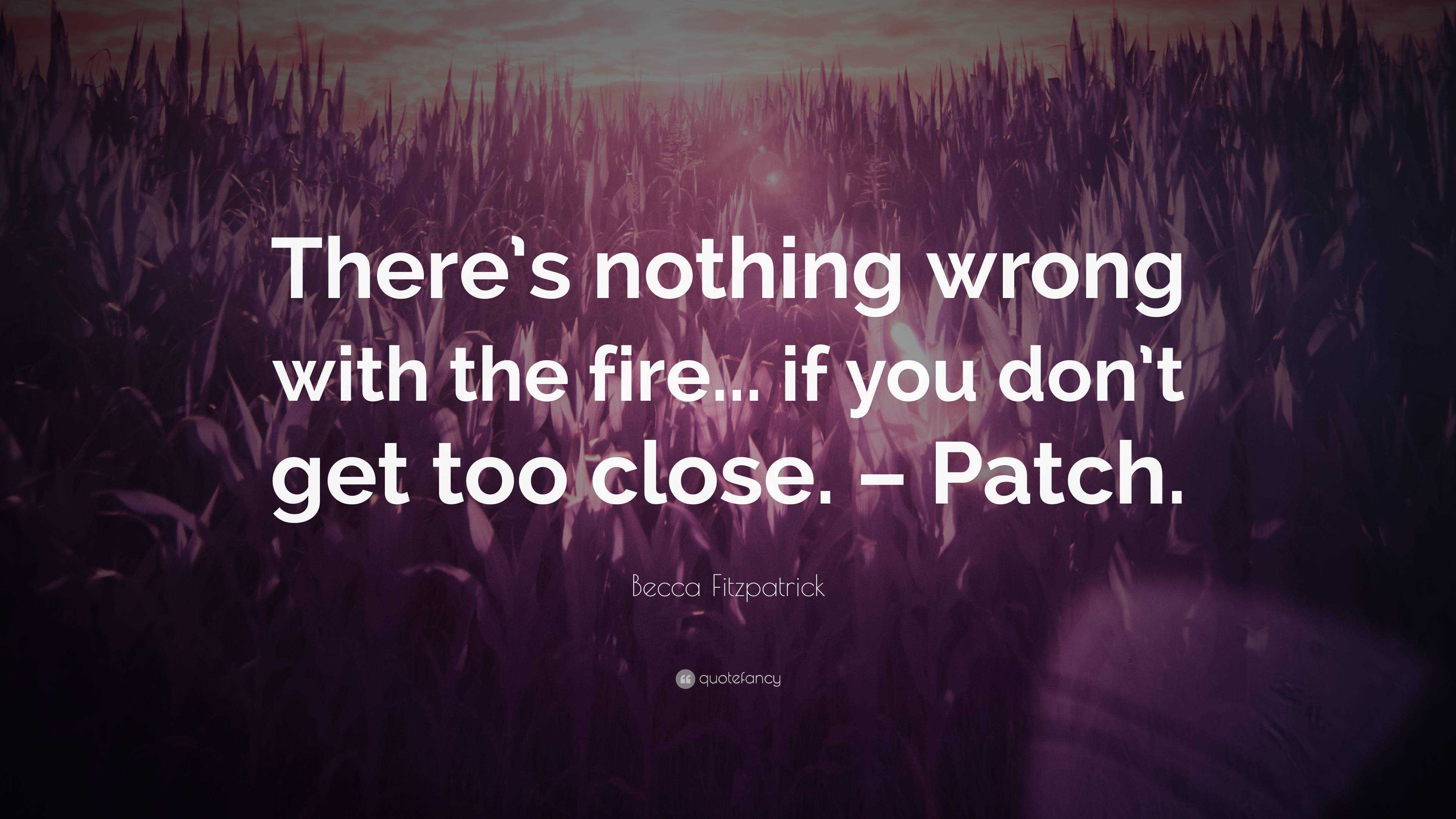 Becca Fitzpatrick Quote “there’s Nothing Wrong With The Fire If You Don’t Get Too Close