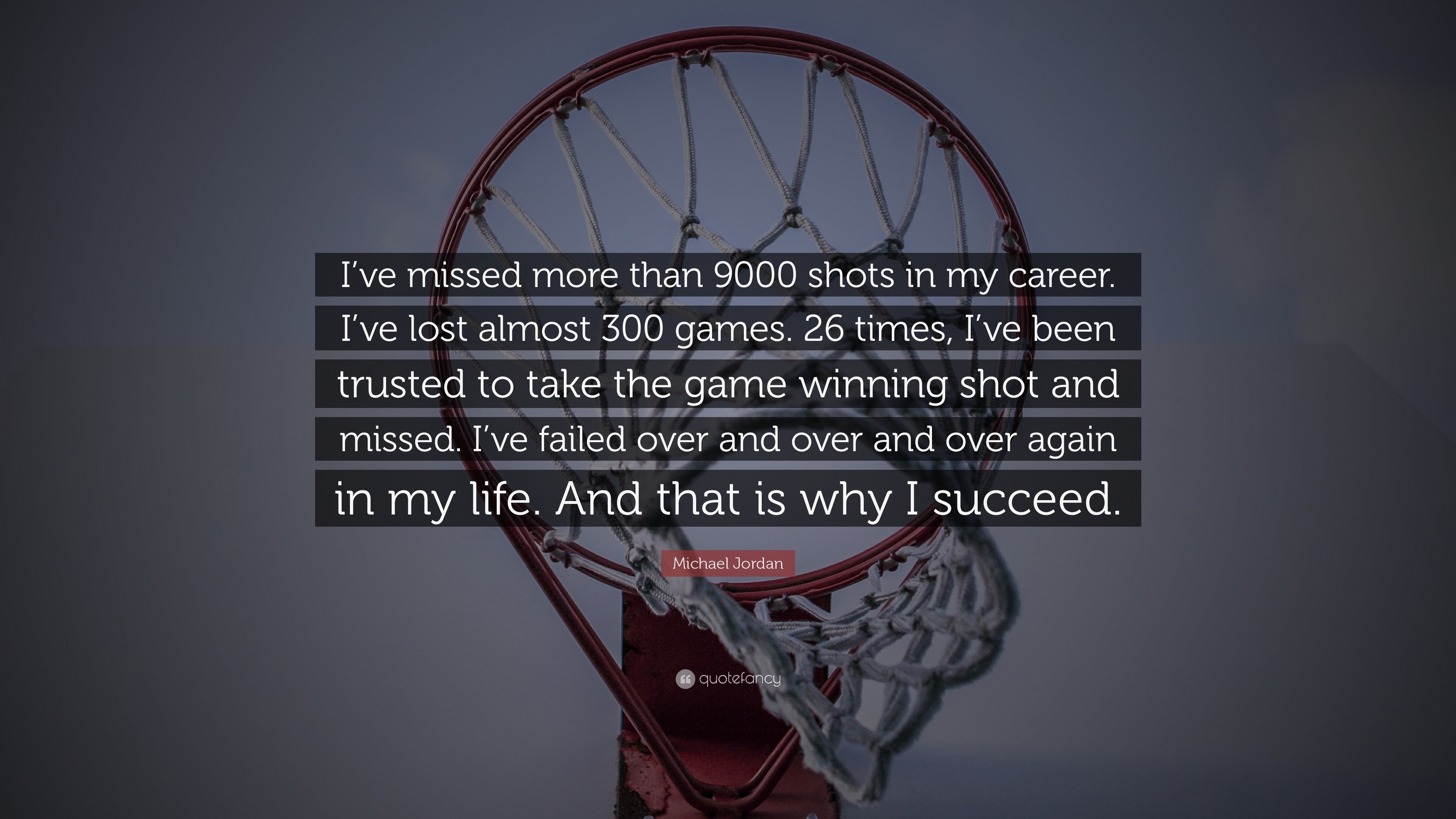Michael Jordan Quote: "I've missed more than 9000 shots in ...