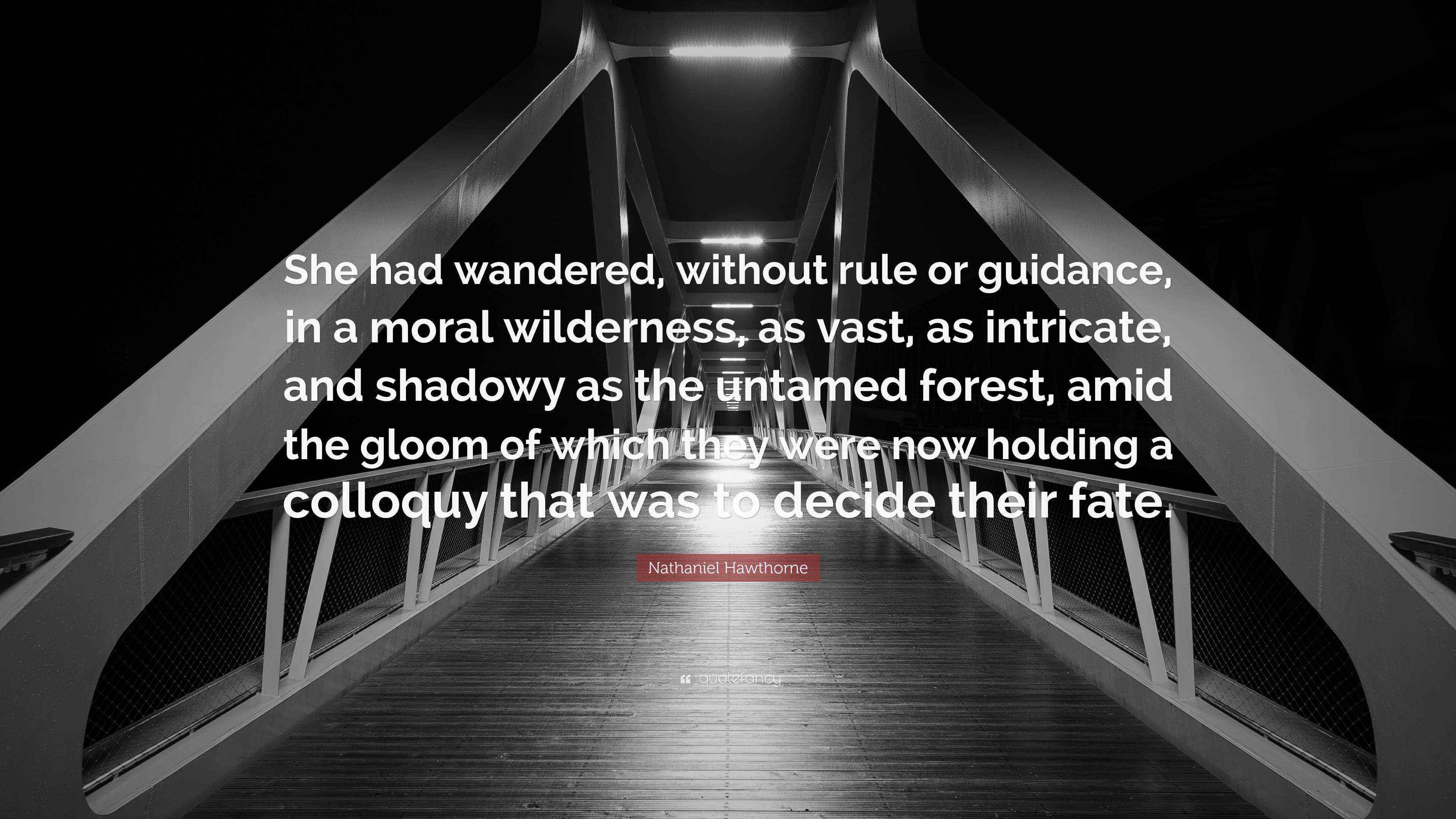 Nathaniel Hawthorne Quote “She had wandered, without rule or guidance