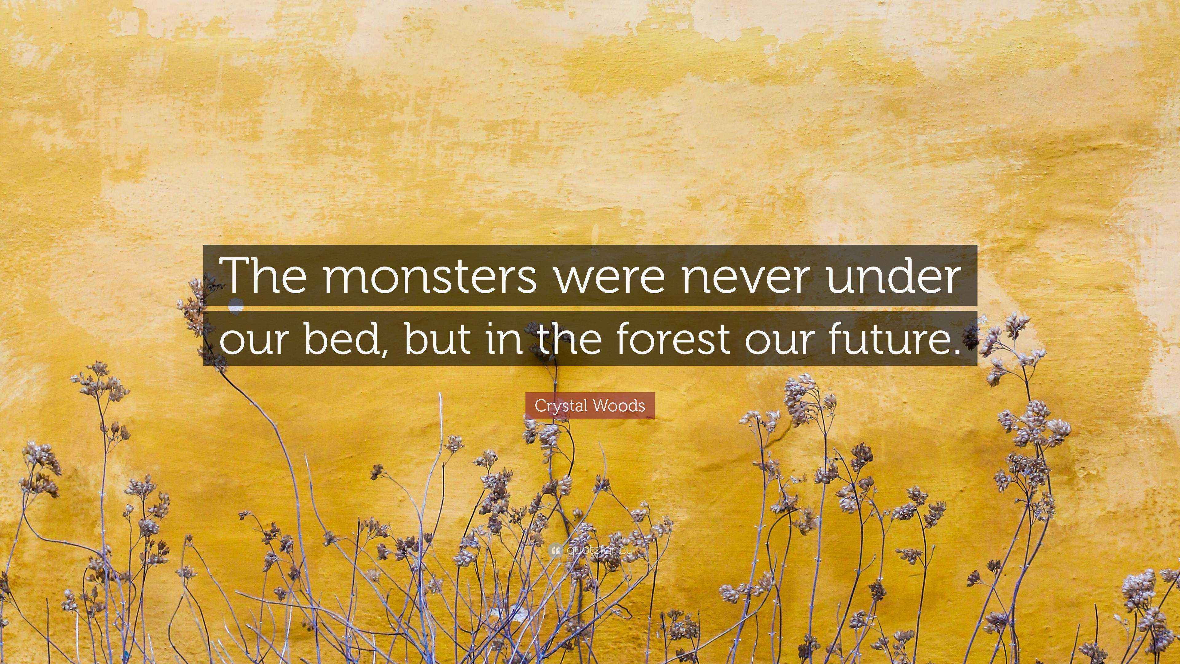 Crystal Woods Quote “The monsters were never under our bed, but in the