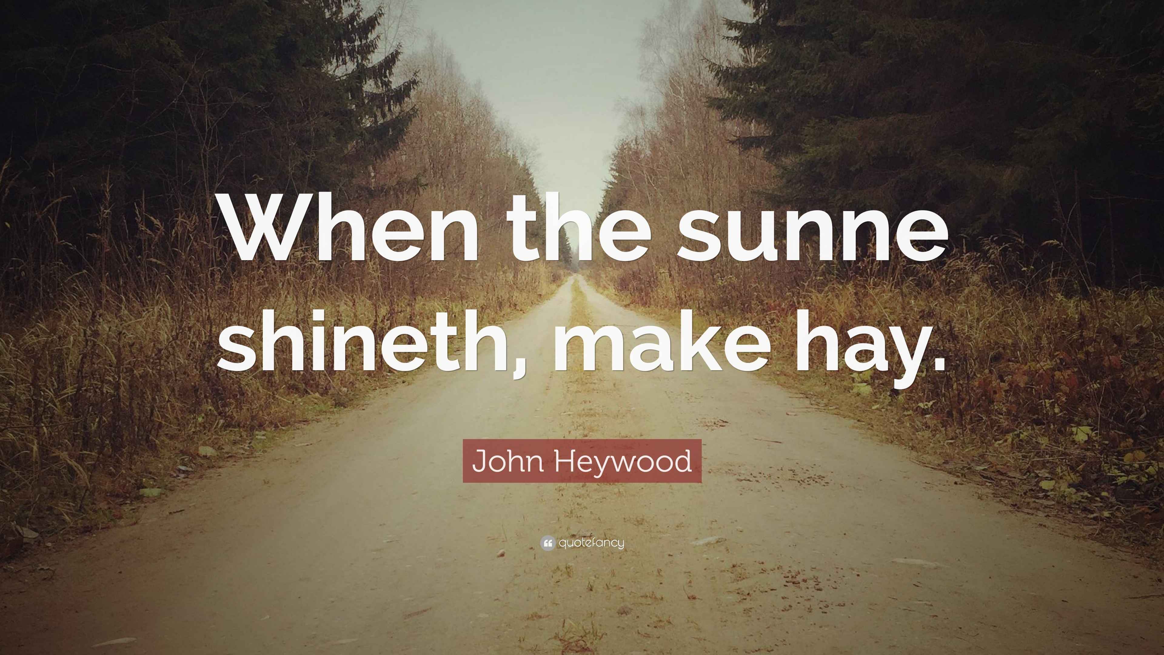 John Heywood Quote “When the sunne make hay.”