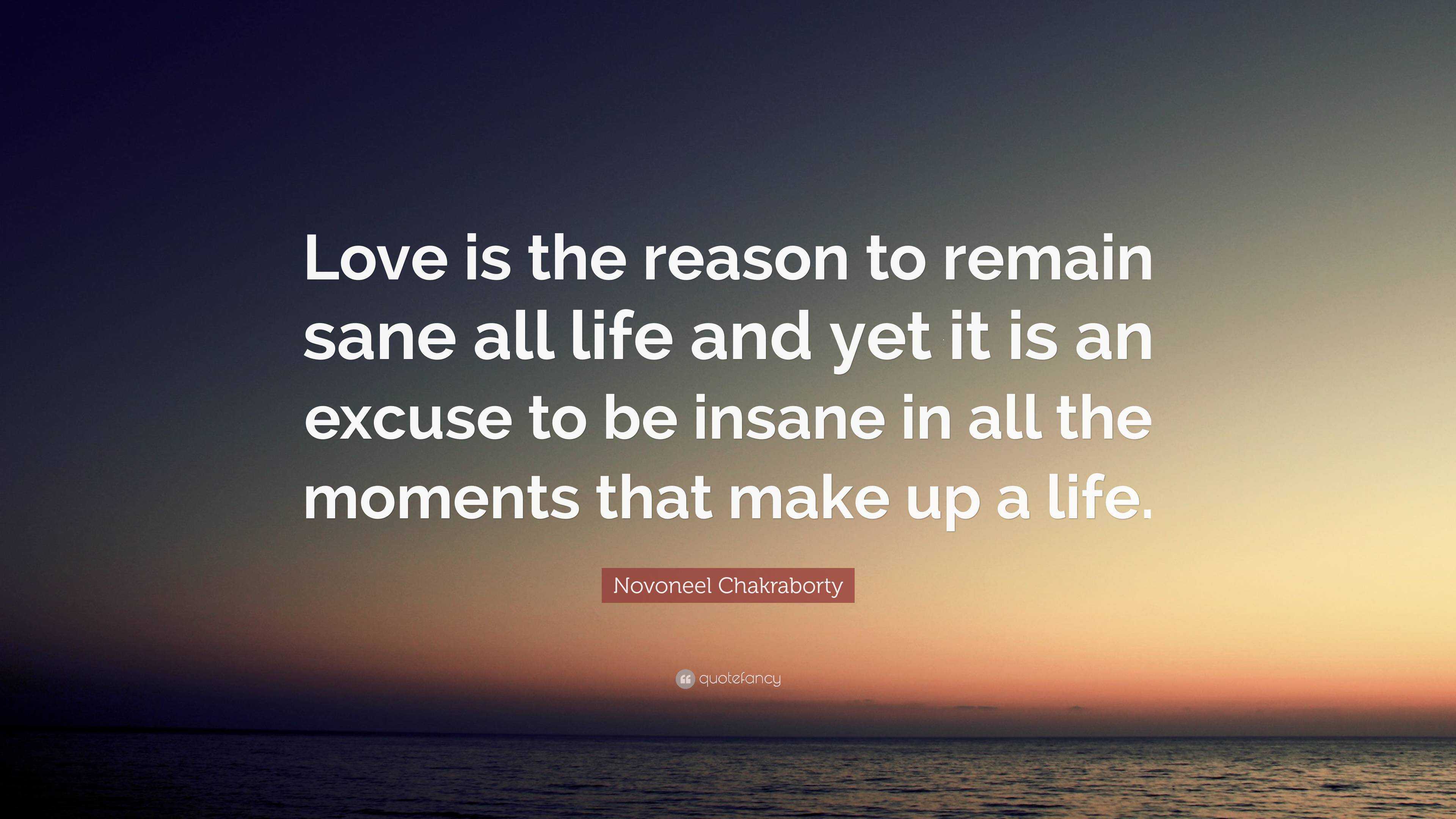 Novoneel Chakraborty Quote: “Love is the reason to remain sane all life ...