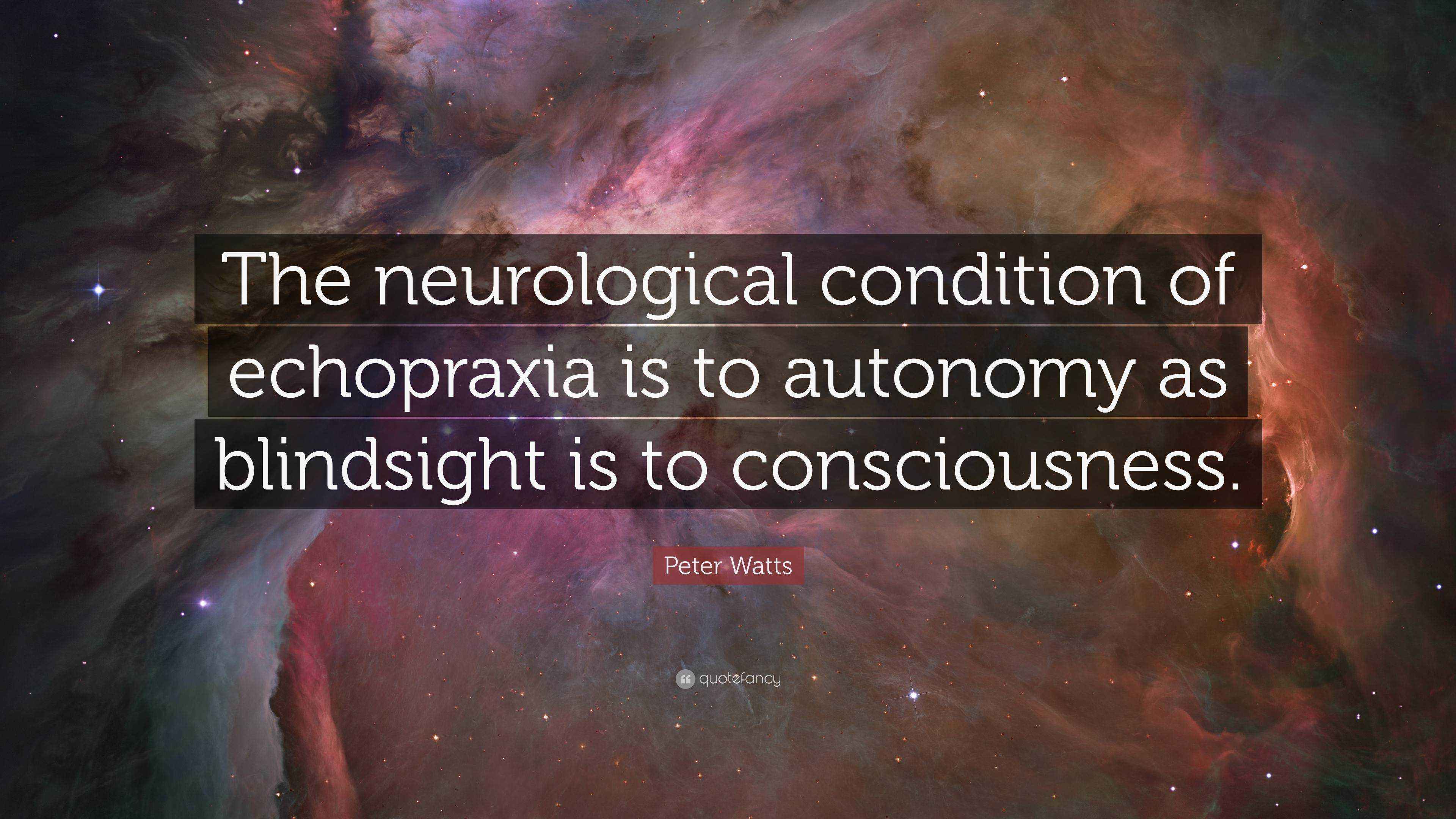 Peter Watts Quote “The neurological condition of echopraxia is to