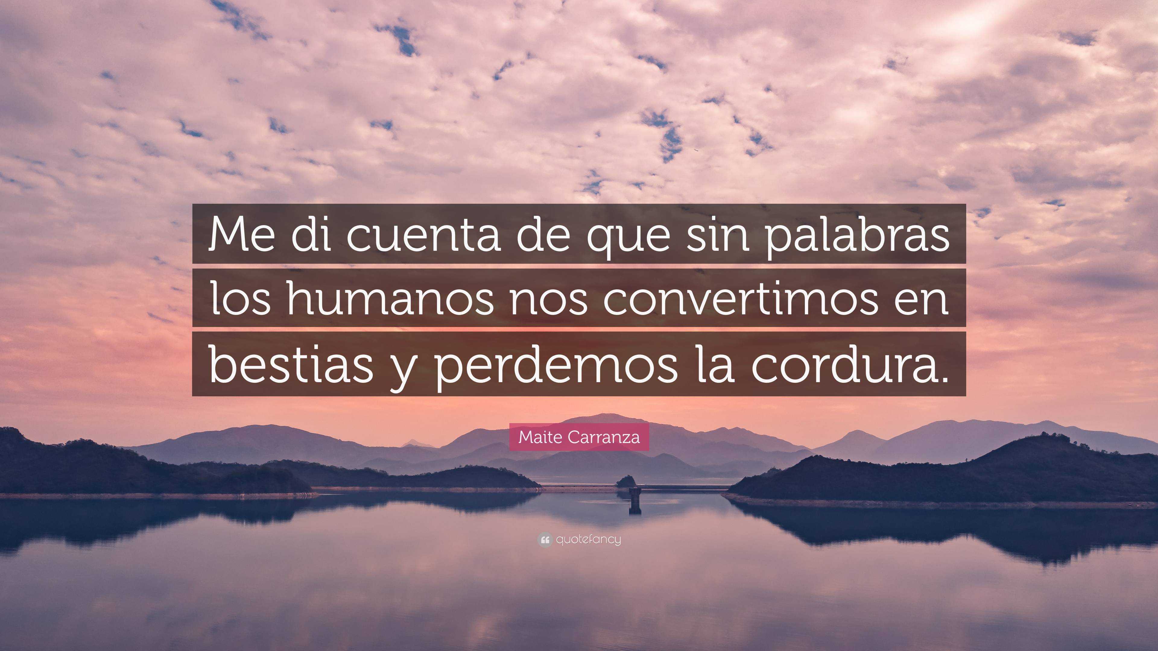 Maite Carranza Quote: “Me di cuenta de que sin palabras los humanos nos ...