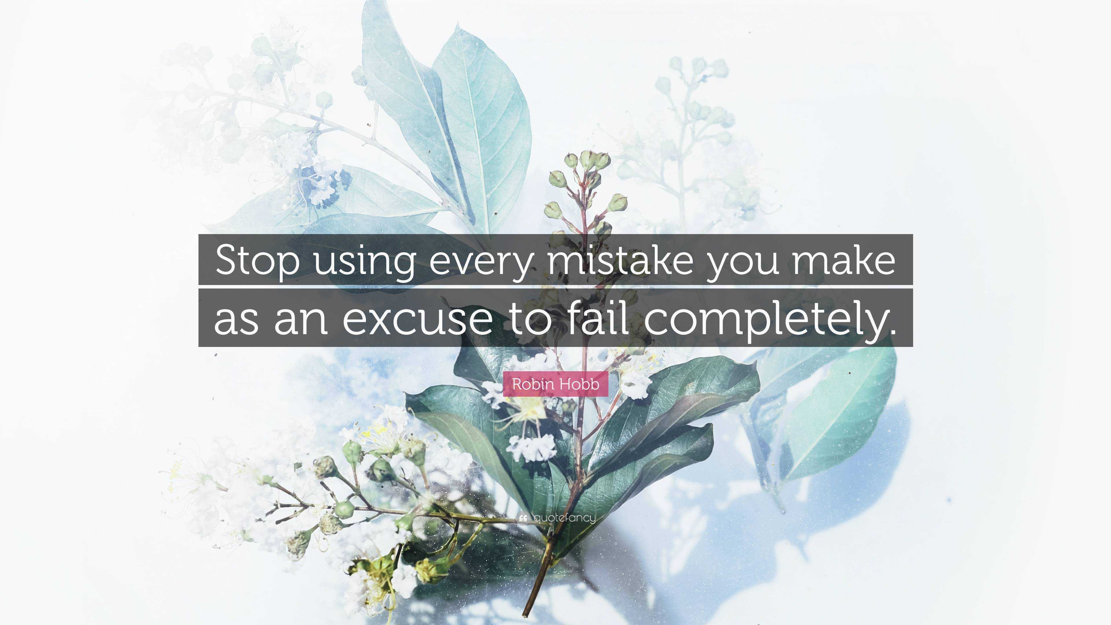 Robin Hobb Quote: “Stop using every mistake you make as an excuse to ...