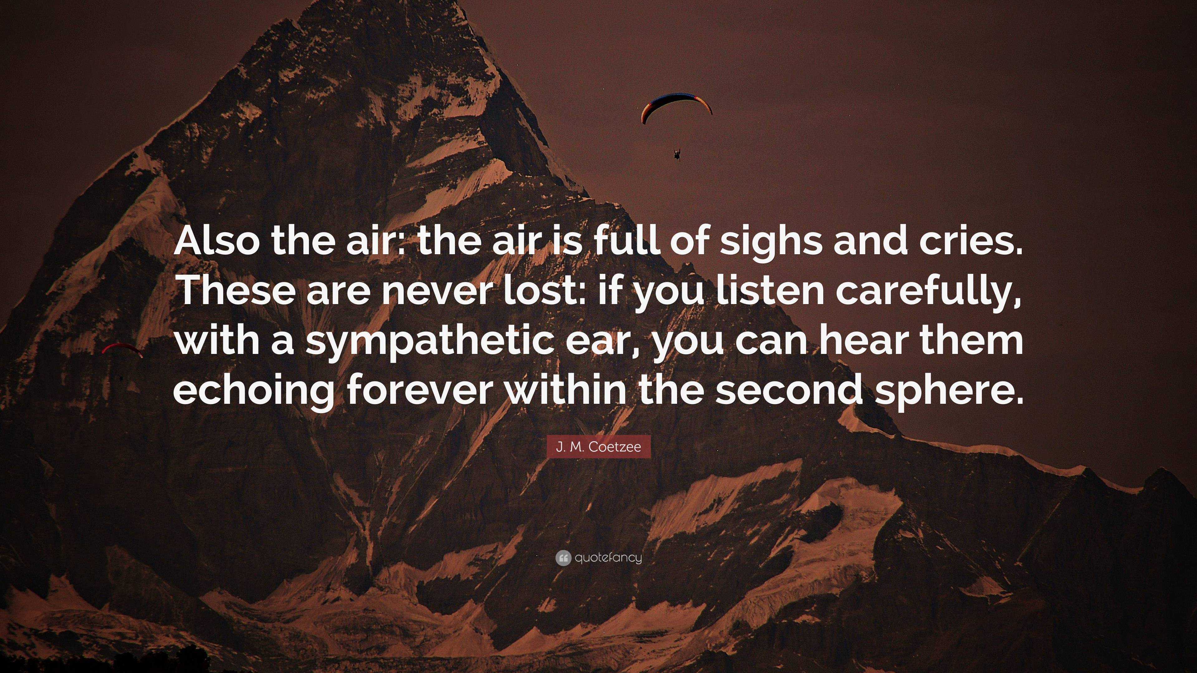 J. M. Coetzee Quote: “Also the air: the air is full of sighs and cries ...