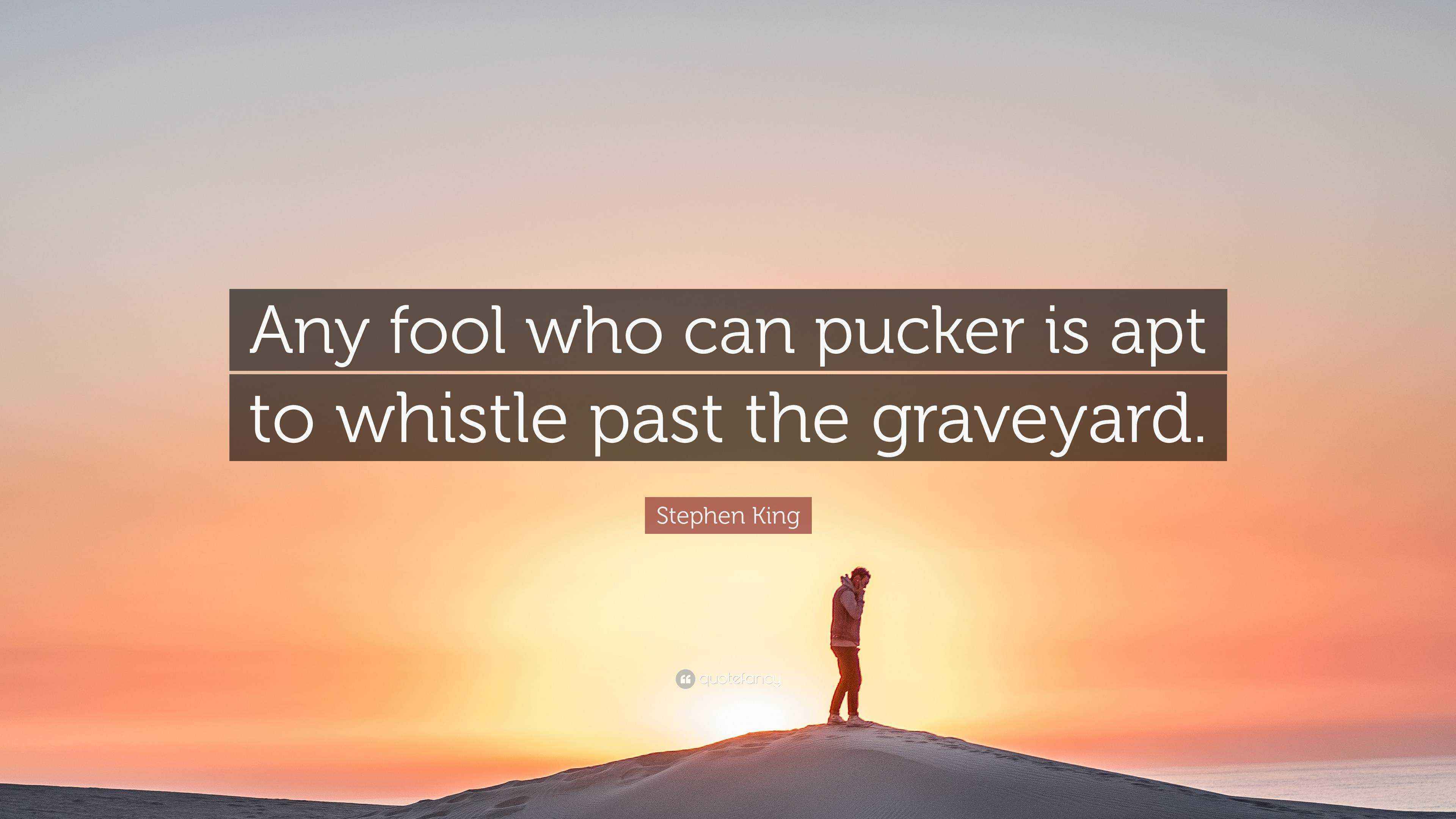 Stephen King Quote “Any fool who can pucker is apt to whistle past the